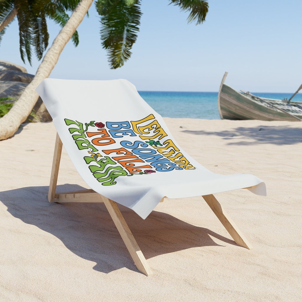 Beach Towel — "Let There Be Songs to Fill the Air" Retro Floral