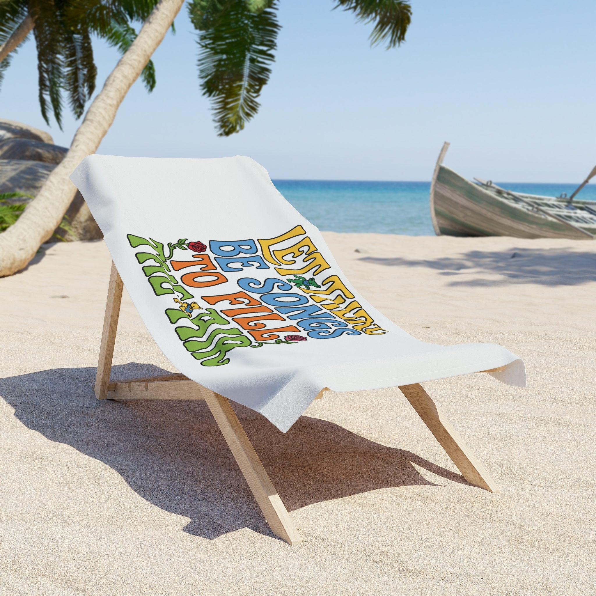 Beach Towel — "Let There Be Songs to Fill the Air" Retro Floral
