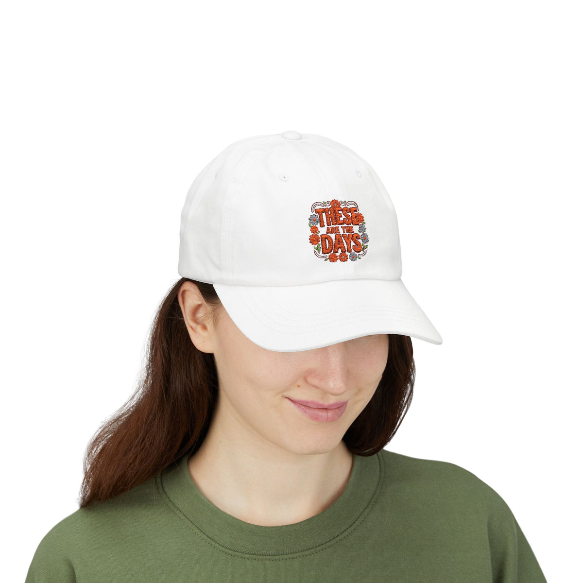 Dad Cap — 'These Are Days' Retro Floral Embroidered Baseball Hat