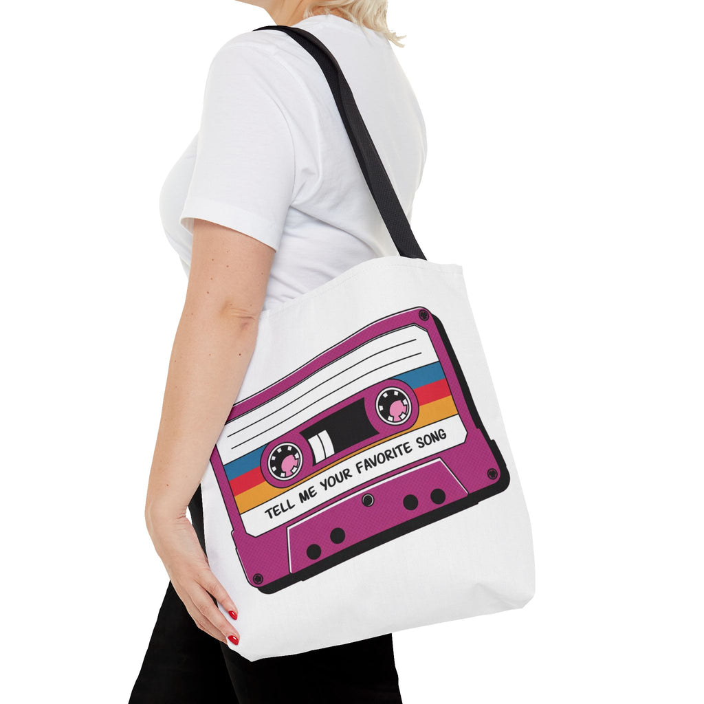 Tell Me Your Favorite Song Retro Cassette Tote Bag