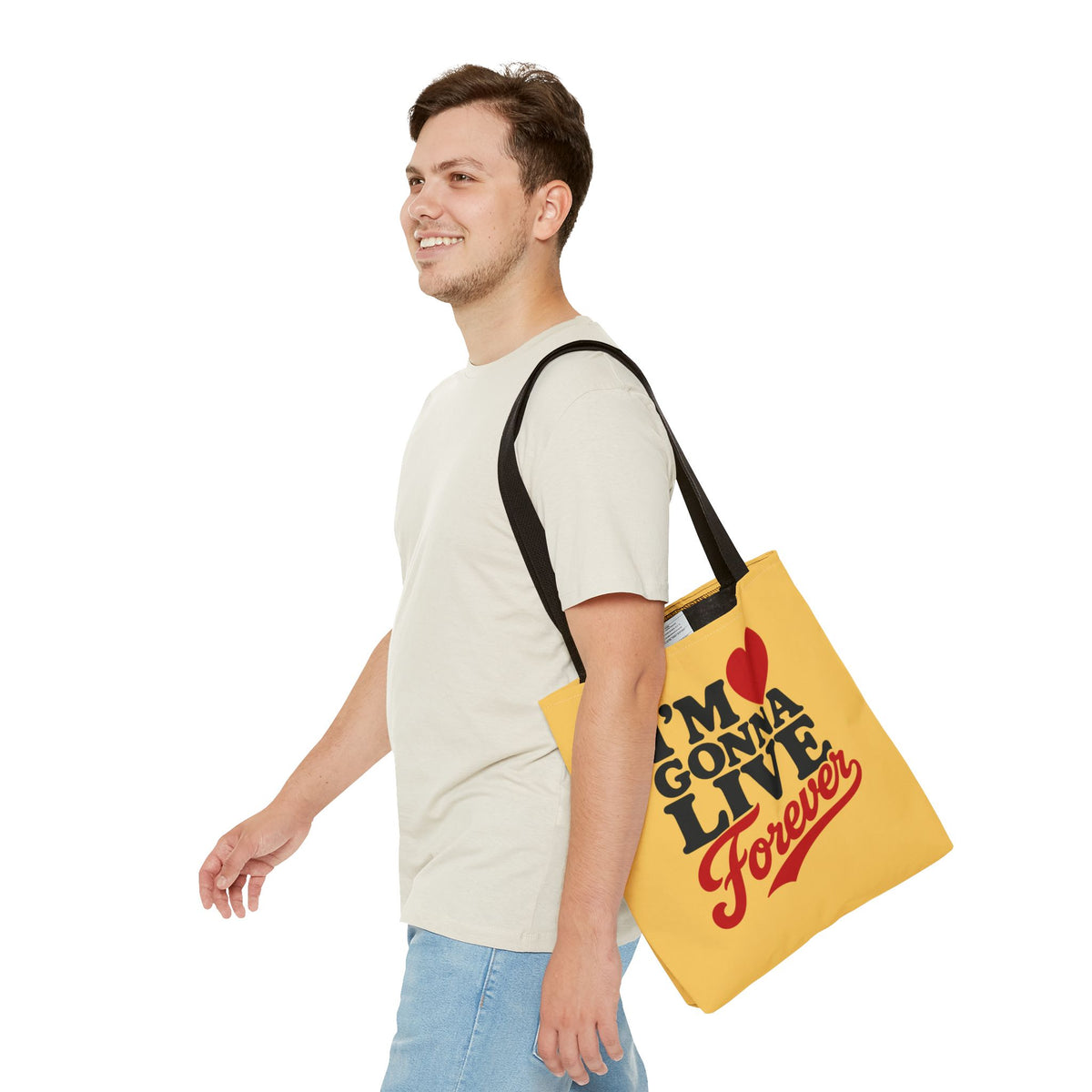Tote Bag - "I'm Gonna Live Forever" Inspirational Yellow Tote