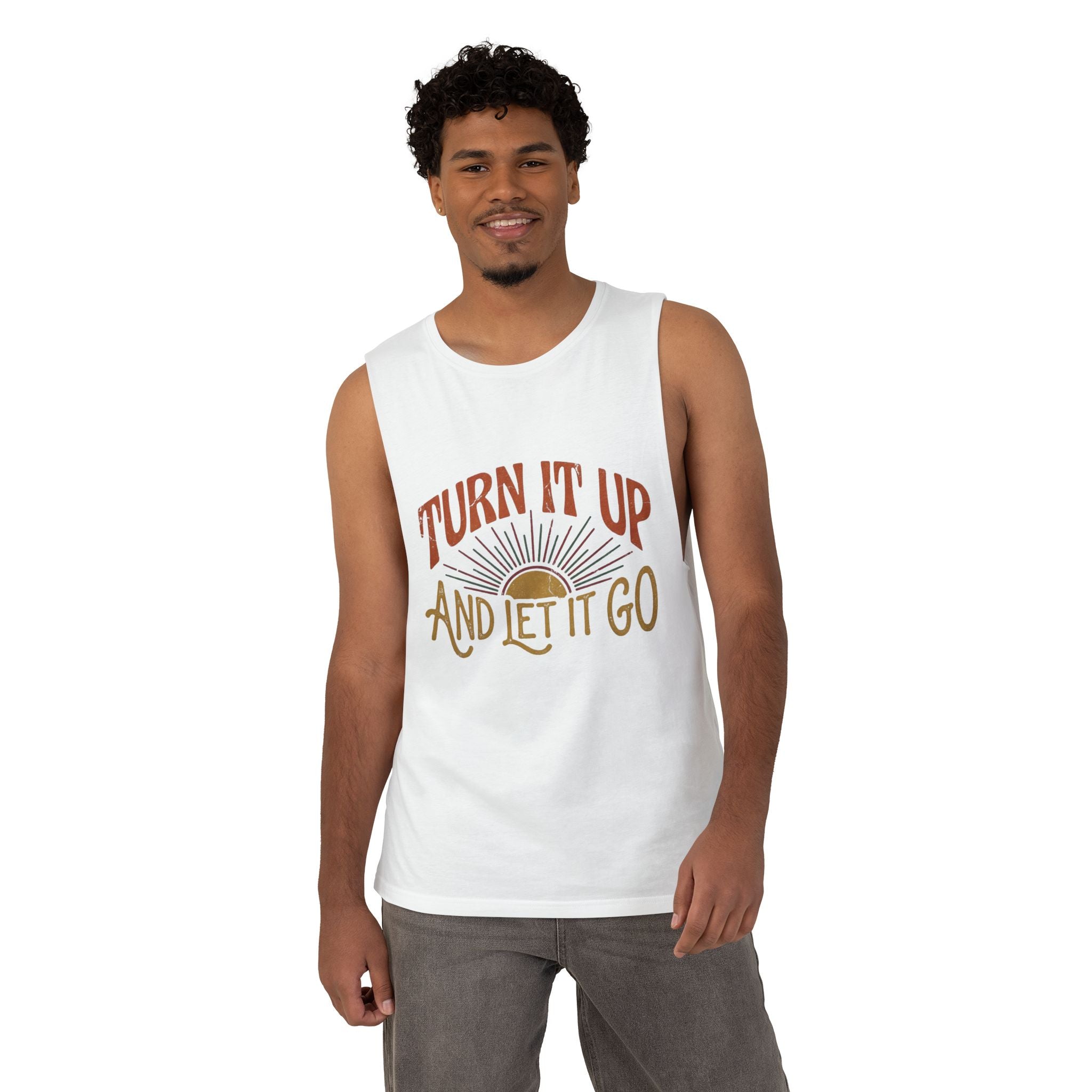 Turn It Up And Let It Go Tank Top – Retro Sunburst Music Vibe
