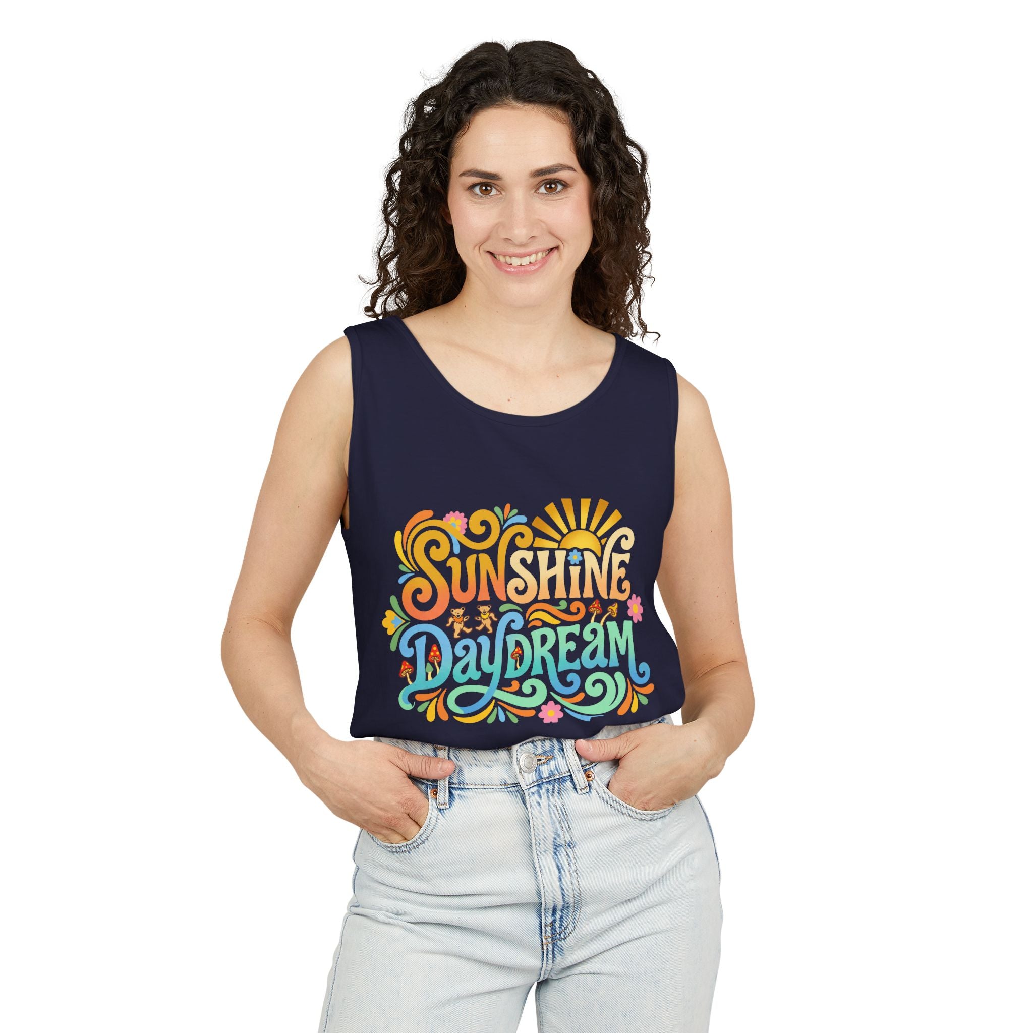 Sunshine Daydream Tank Top — Retro Floral Summer Graphic Tank