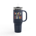 40oz Insulated Travel Mug — "Beautiful and Stoned" Retro Floral Design