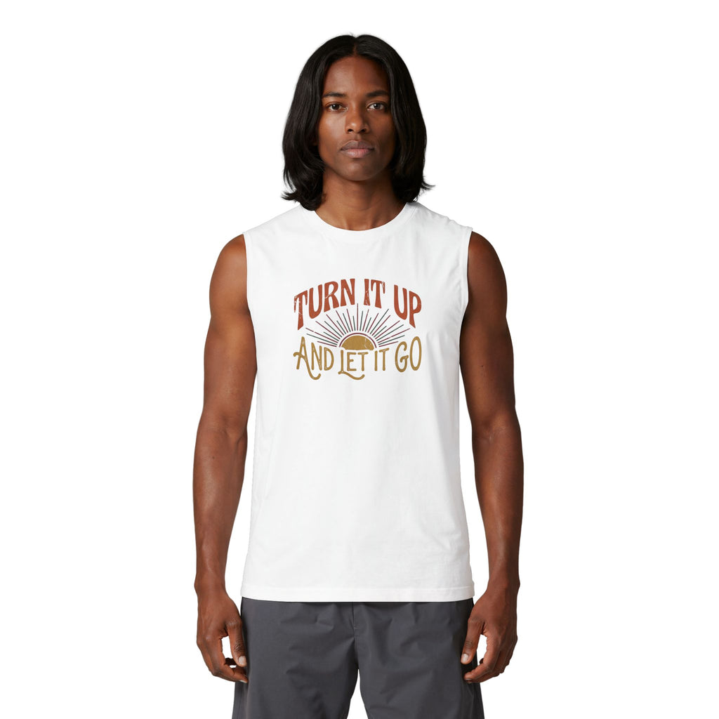 Turn It Up Muscle Tank — "Turn It Up and Let It Go" Retro Graphic Tank Top