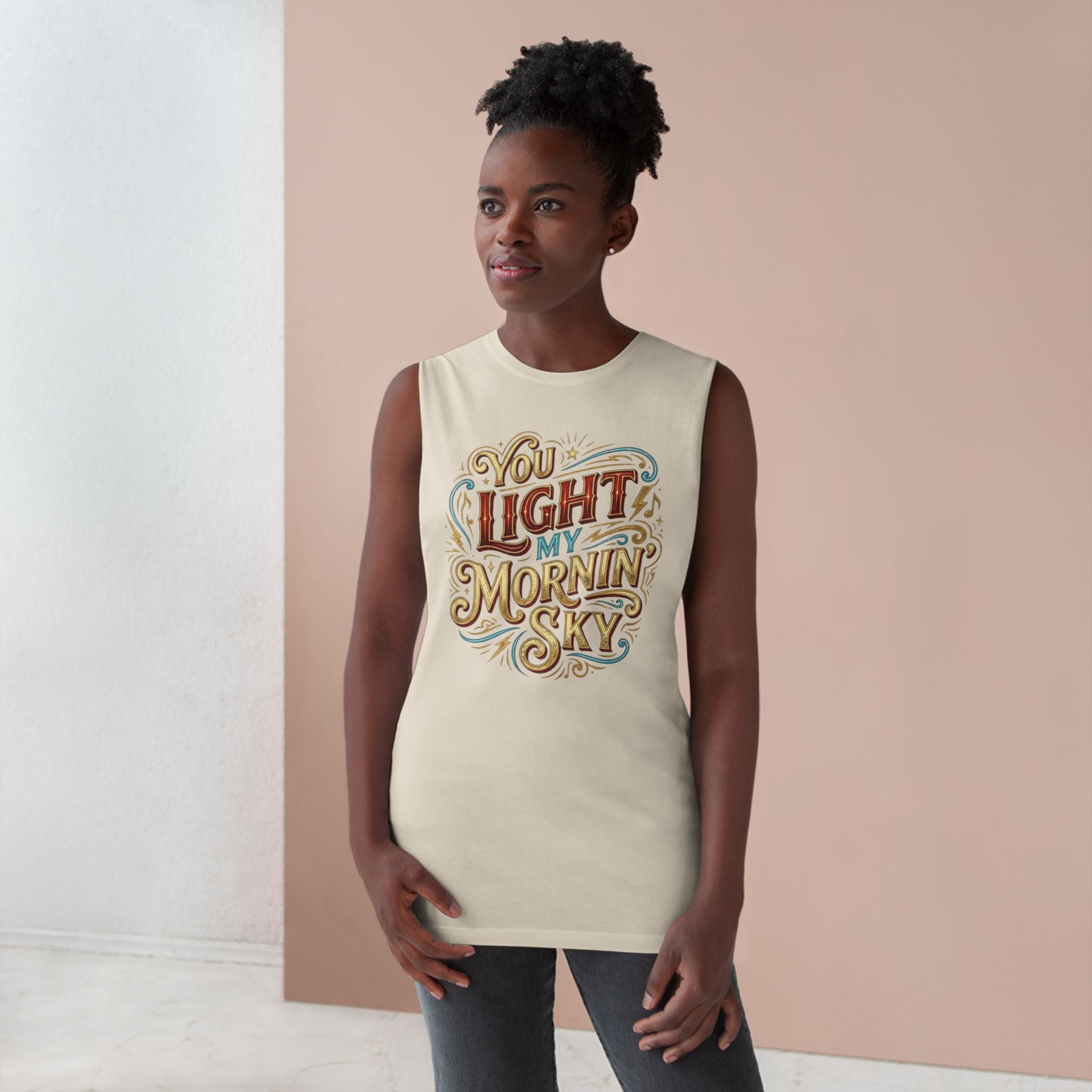 You Light My Mornin' Sky Tank Top — Vintage Hand-Lettered Love Graphic