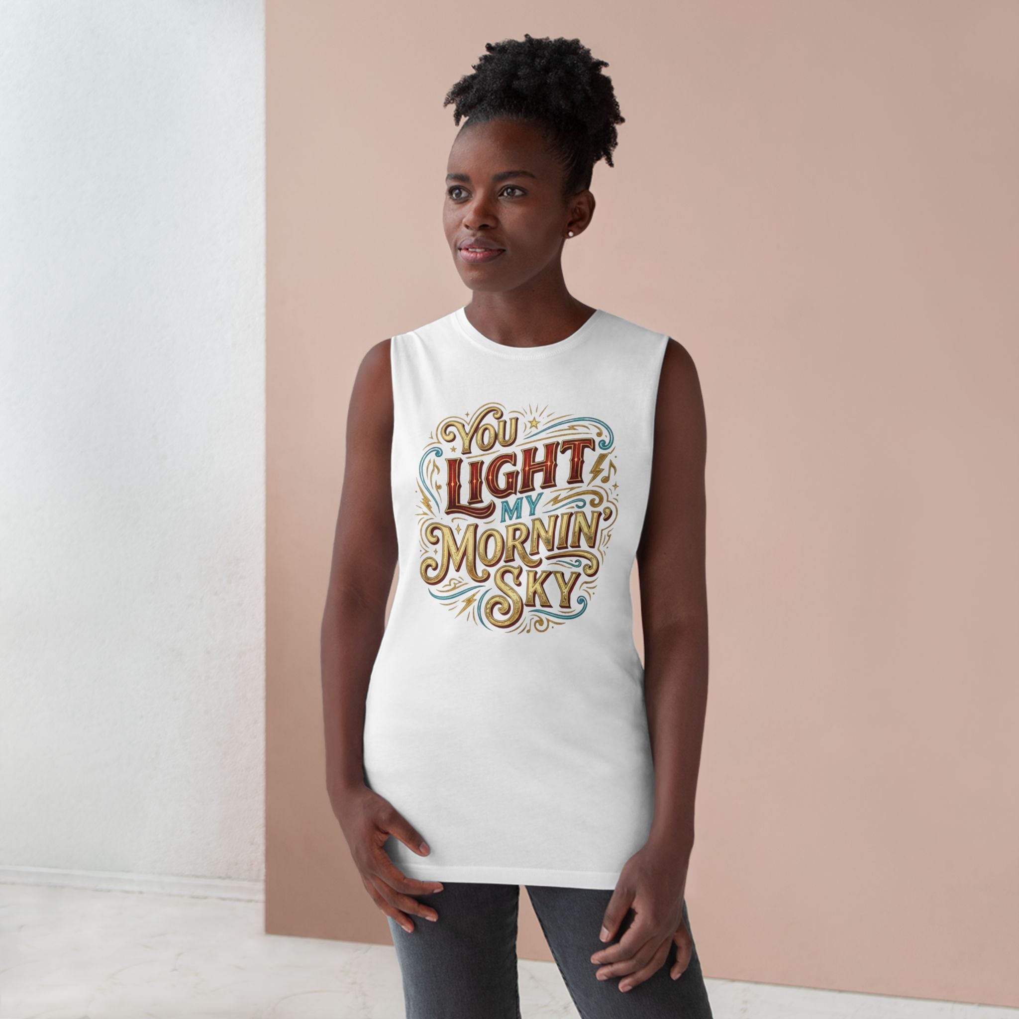 You Light My Mornin' Sky Tank Top — Vintage Hand-Lettered Love Graphic