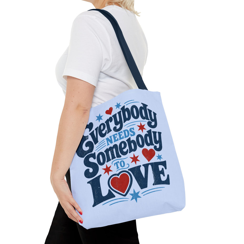 Everybody Needs Somebody to Love Tote Bag - Retro Heart Love Quote Canvas Tote