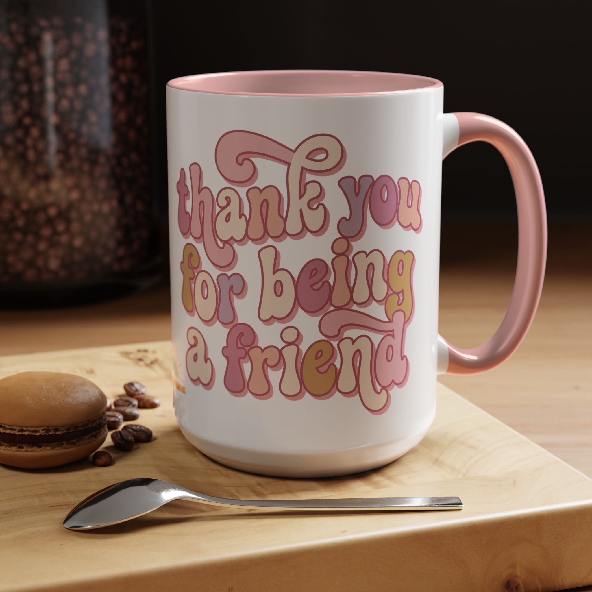 Thank You for Being a Friend Accent Coffee Mug — Pink Retro Friendship Gift (11/15oz)