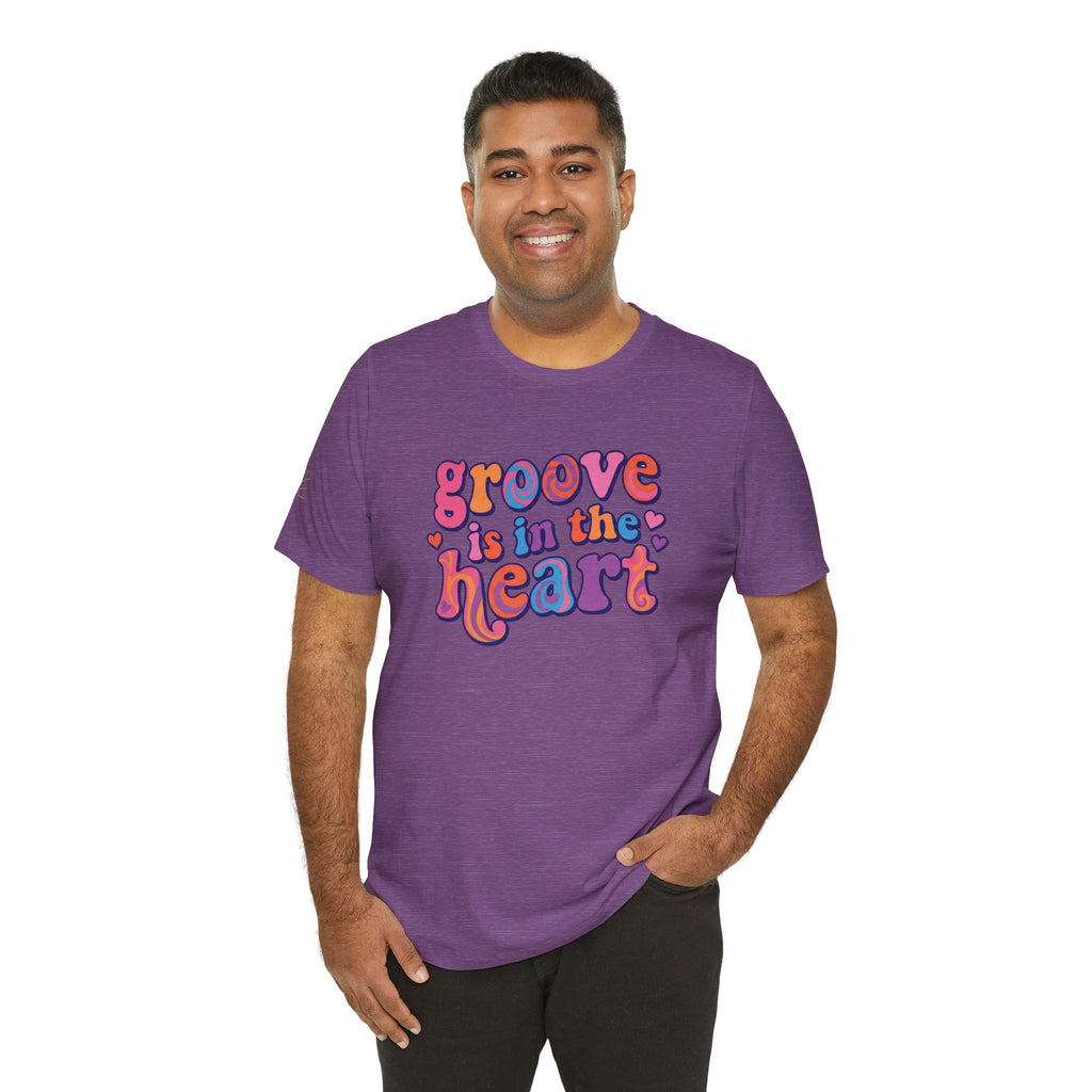 Groove Is in the Heart T‑Shirt — Retro 70s Psychedelic Heart Graphic Tee