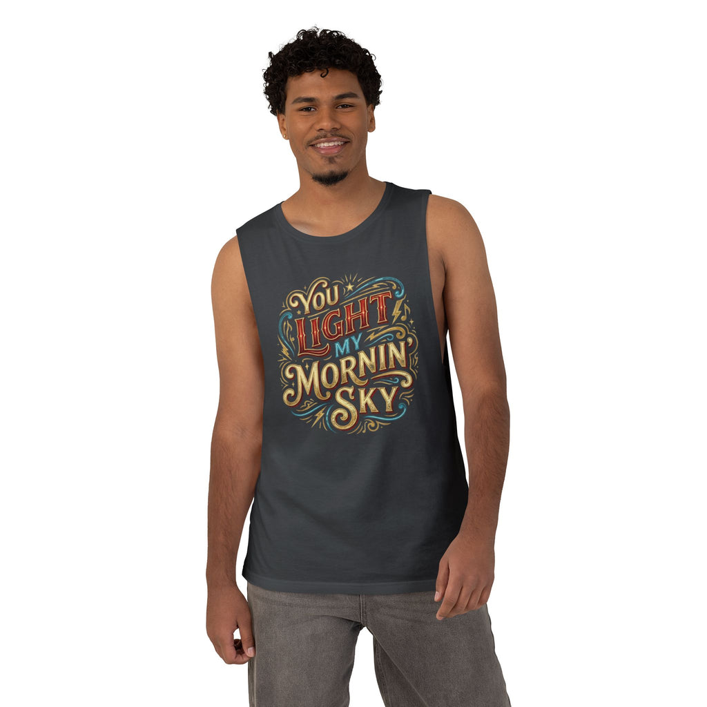 You Light My Mornin' Sky Tank Top — Vintage Hand-Lettered Love Graphic