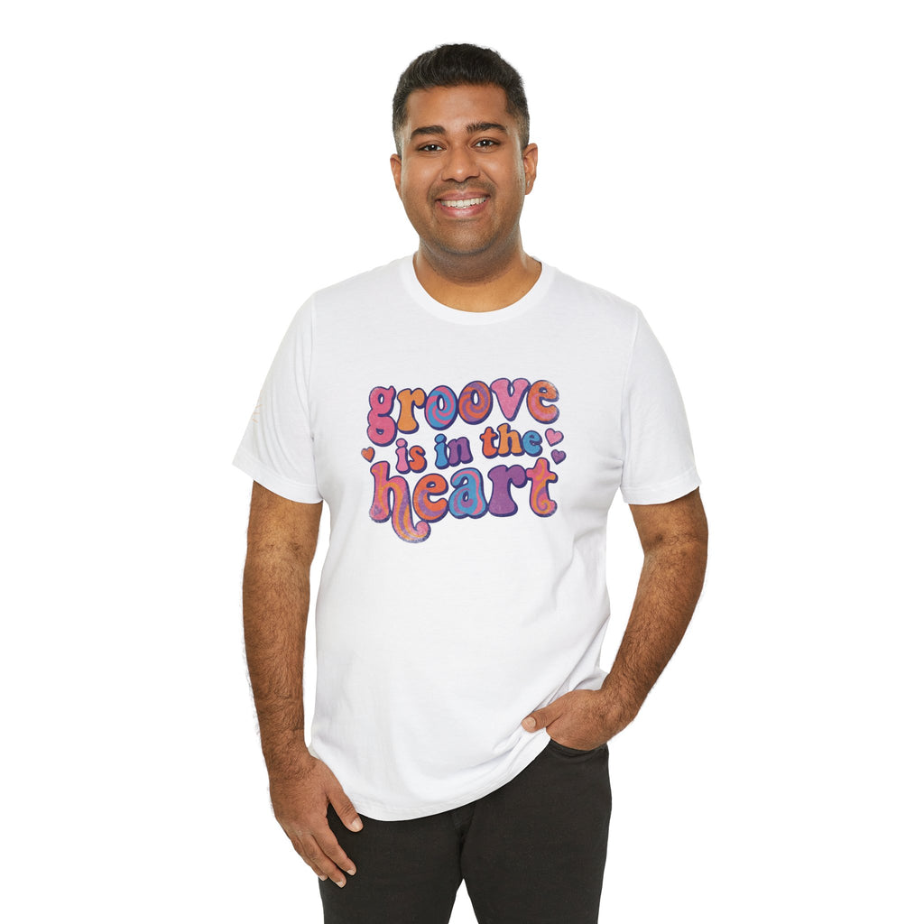 Groove Is in the Heart T‑Shirt — Retro 70s Psychedelic Heart Graphic Tee