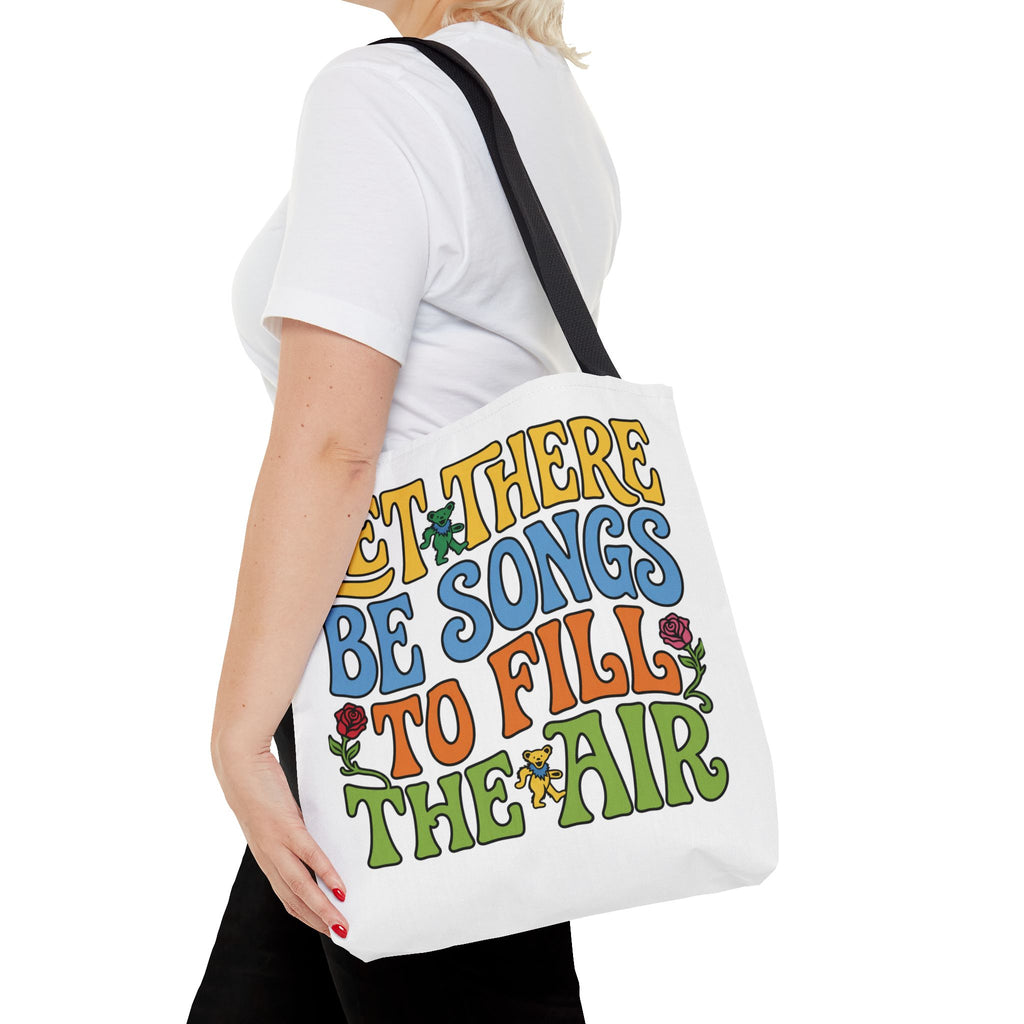 Let There Be Songs Tote Bag — Retro Floral Song Lyrics Canvas Tote