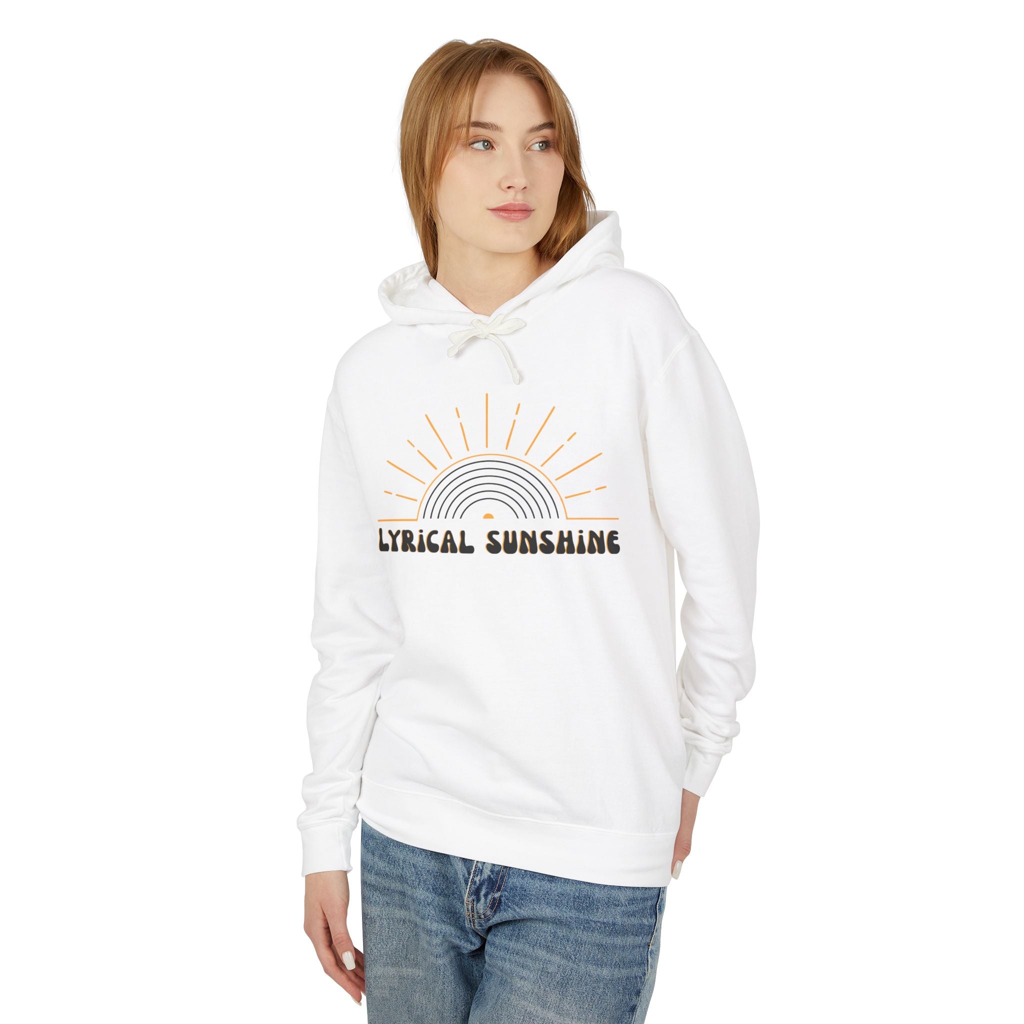 Lyrical Sunshine Hoodie Retro Sun Graphic Lightweight Hooded Sweatshirt