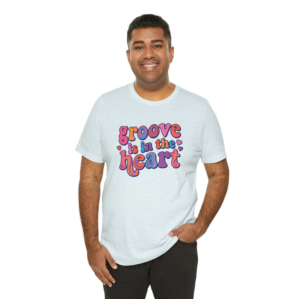 Groove Is in the Heart T‑Shirt — Retro 70s Psychedelic Heart Graphic Tee