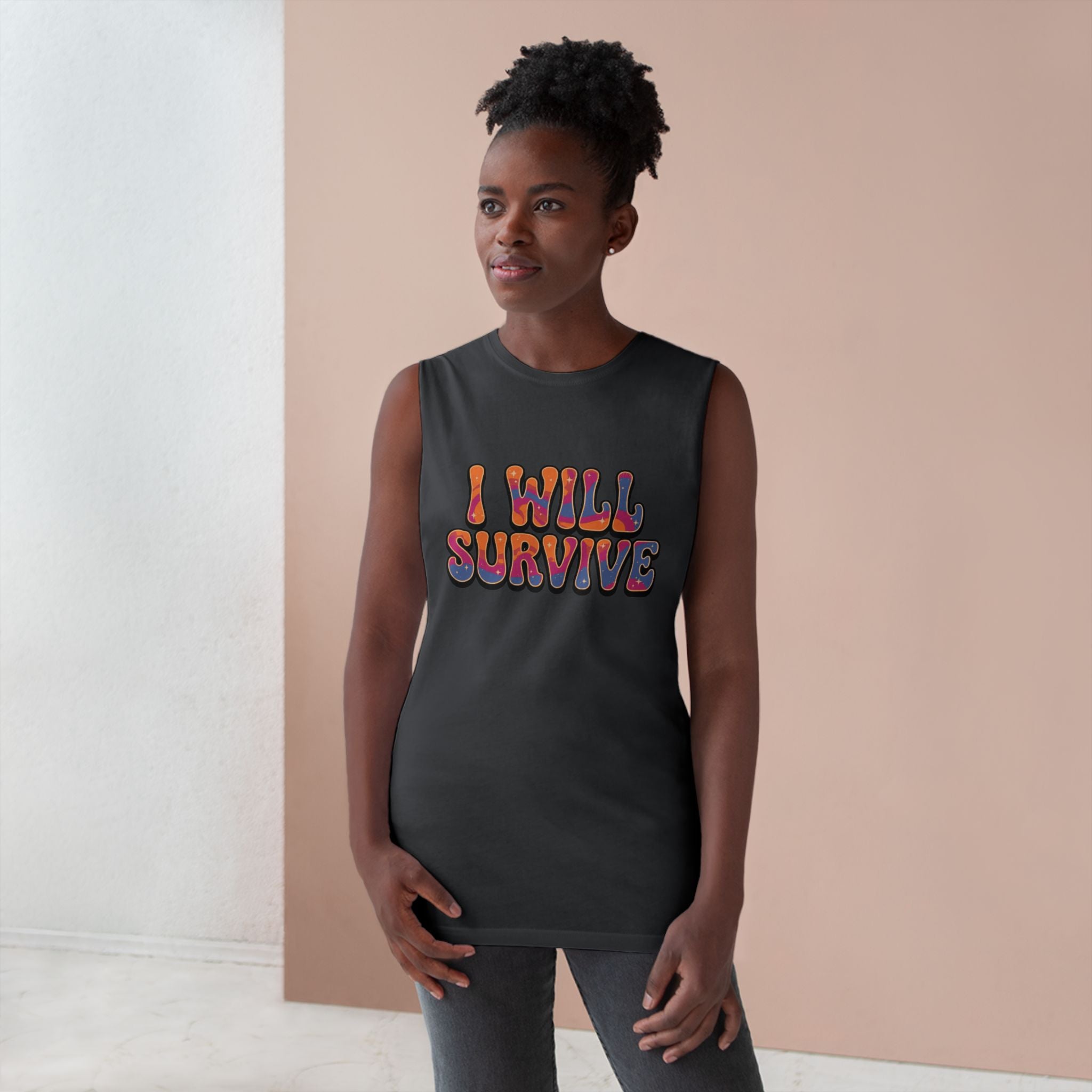 I Will Survive Graphic Tank — Retro Psychedelic Motivational Tank Top