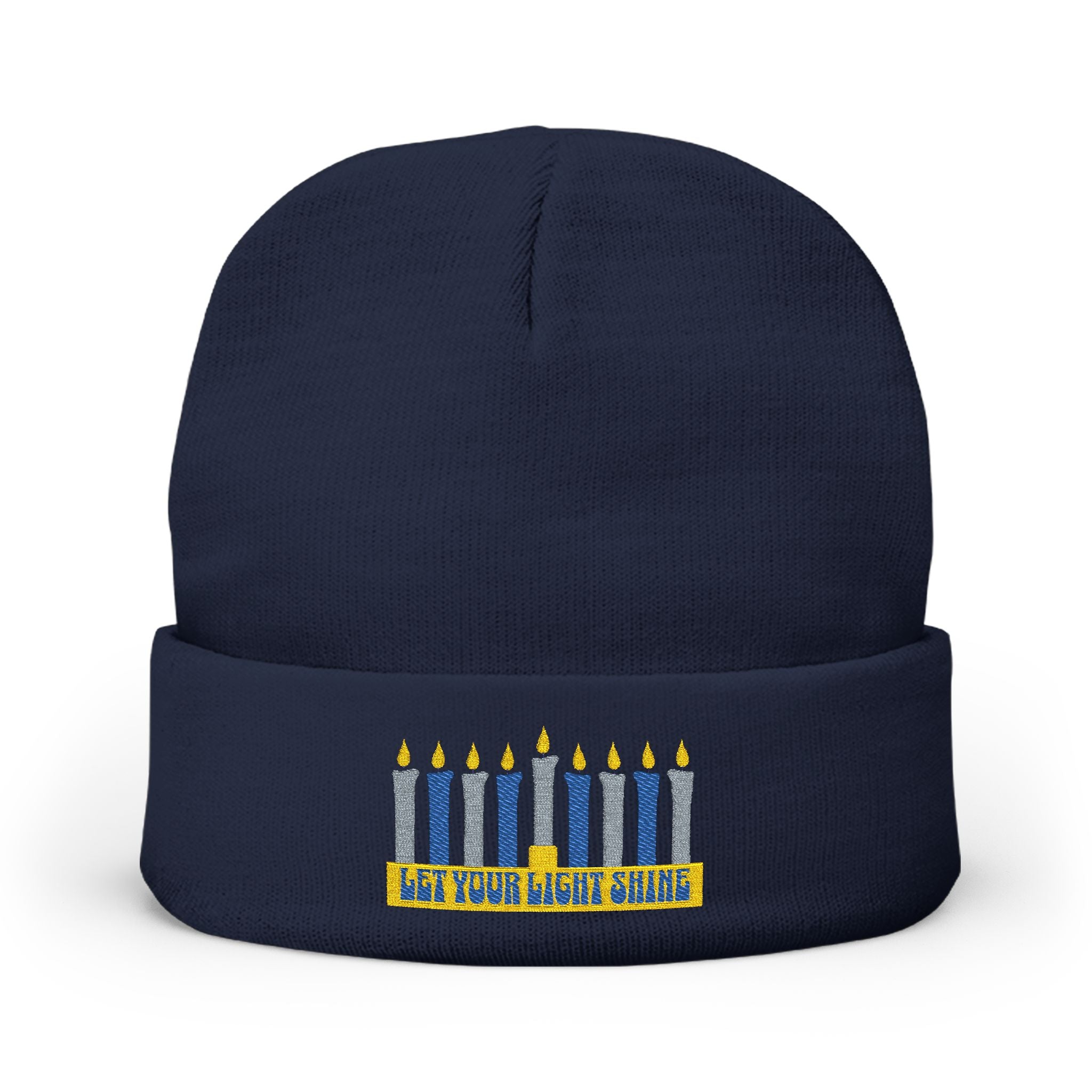 Let Your Light Shine Hanukah Embroidered Knit Cap