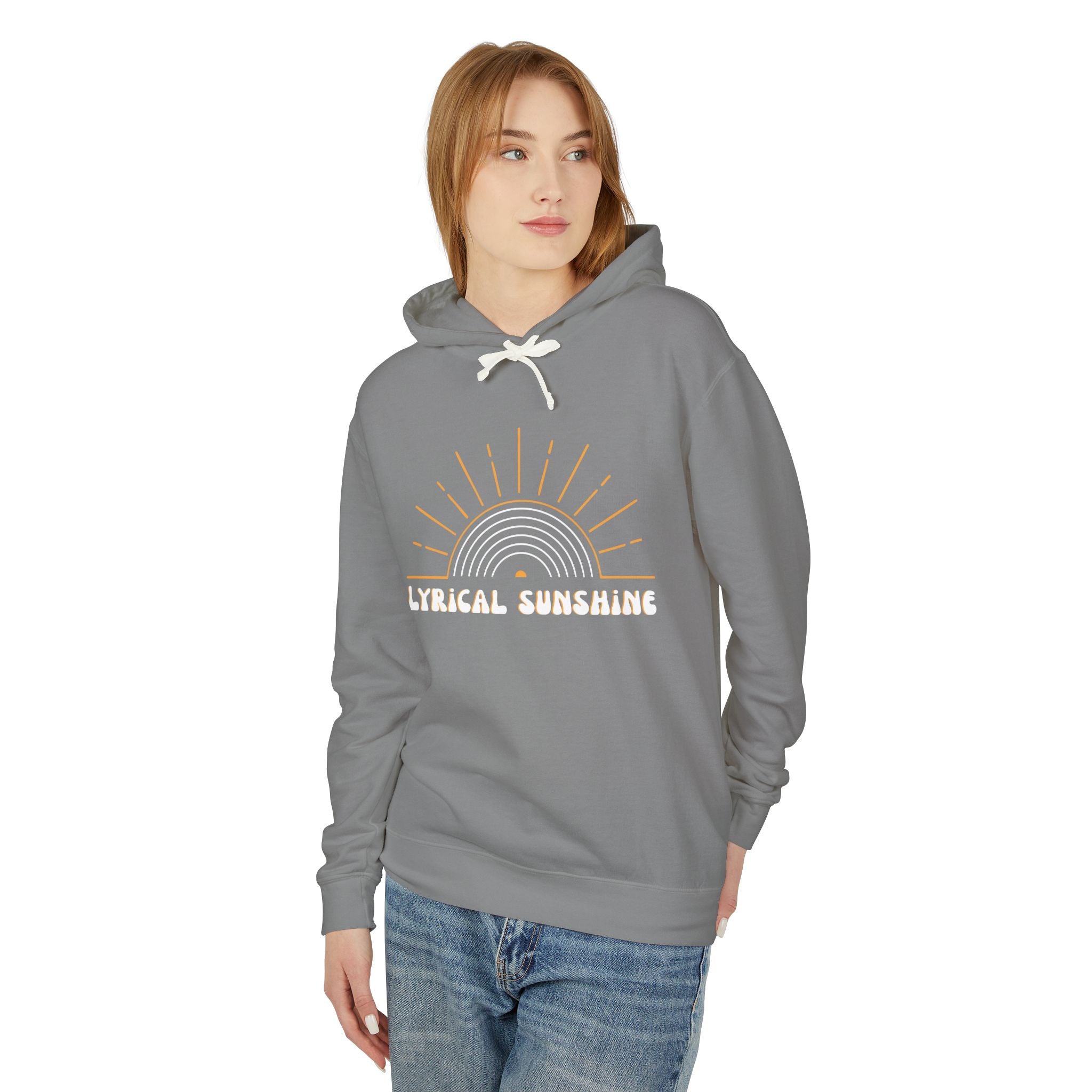 Lyrical Sunshine Hoodie Retro Sun Graphic Lightweight Hooded Sweatshirt