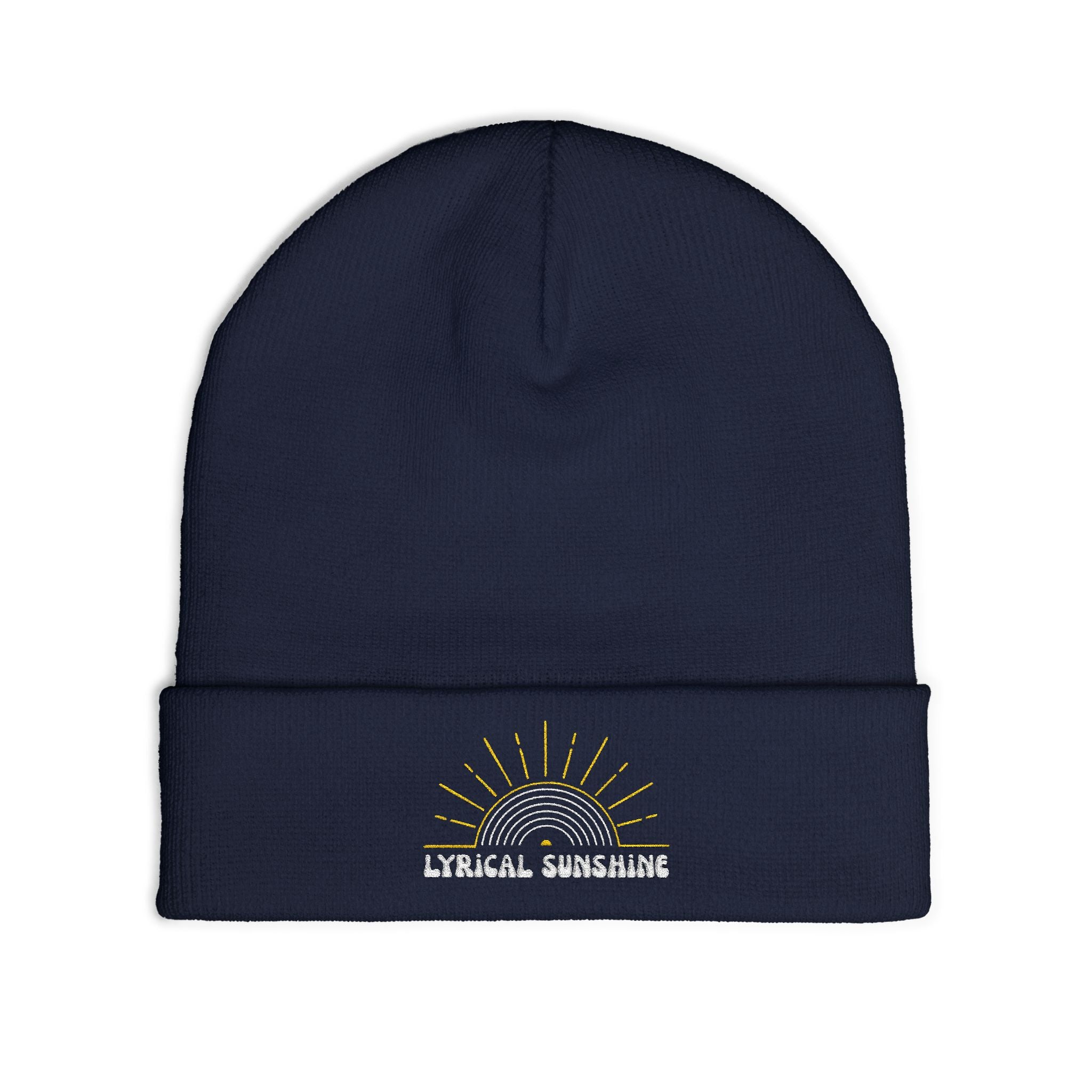 Lyrical Sunshine Embroidered Knit Beanie