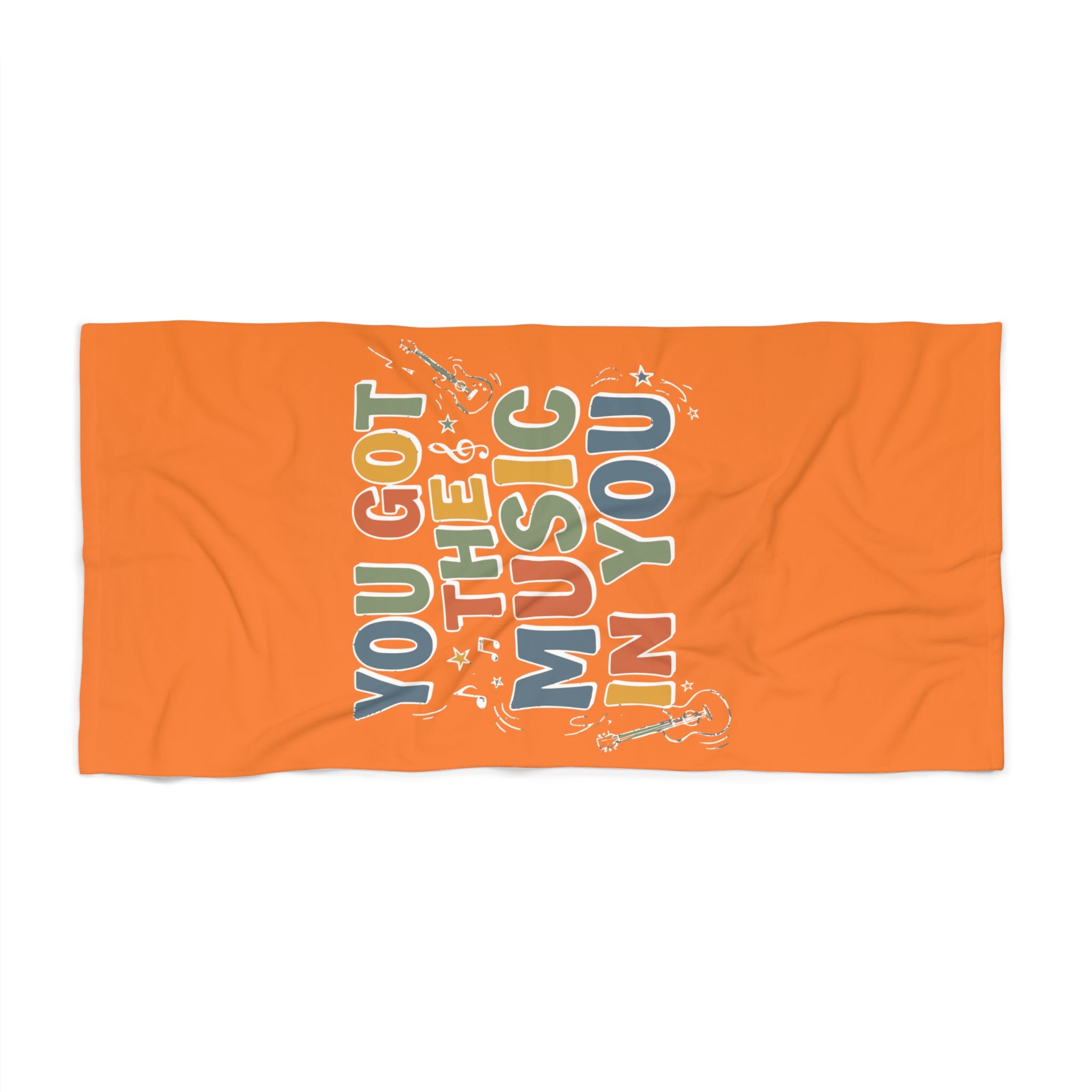 You Got the Music in You Retro Orange Beach Towel