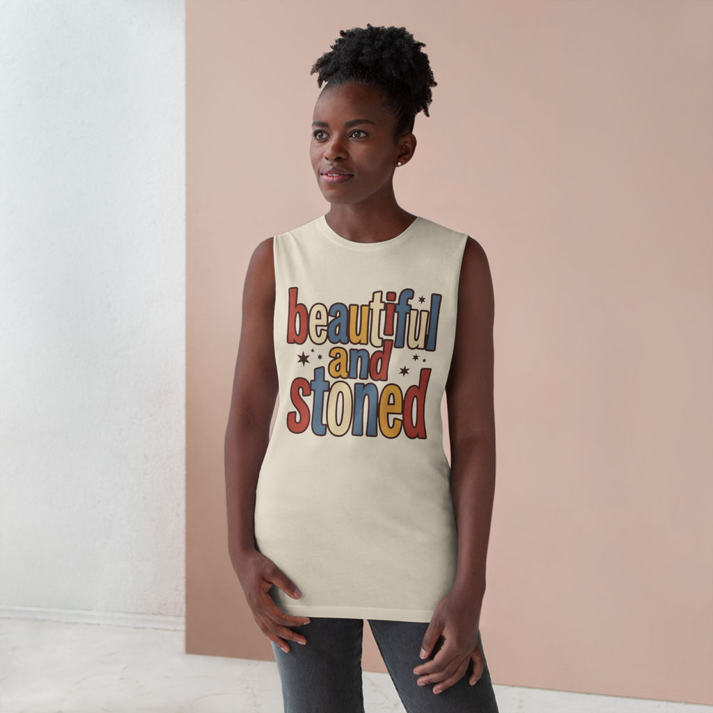 Beautiful and Stoned Tank Top — Retro Graphic Muscle Tank