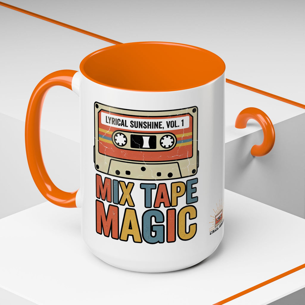 Mix Tape Magic Accent Coffee Mug — Retro Cassette 'Lyrical Sunshine, Vol. 1'