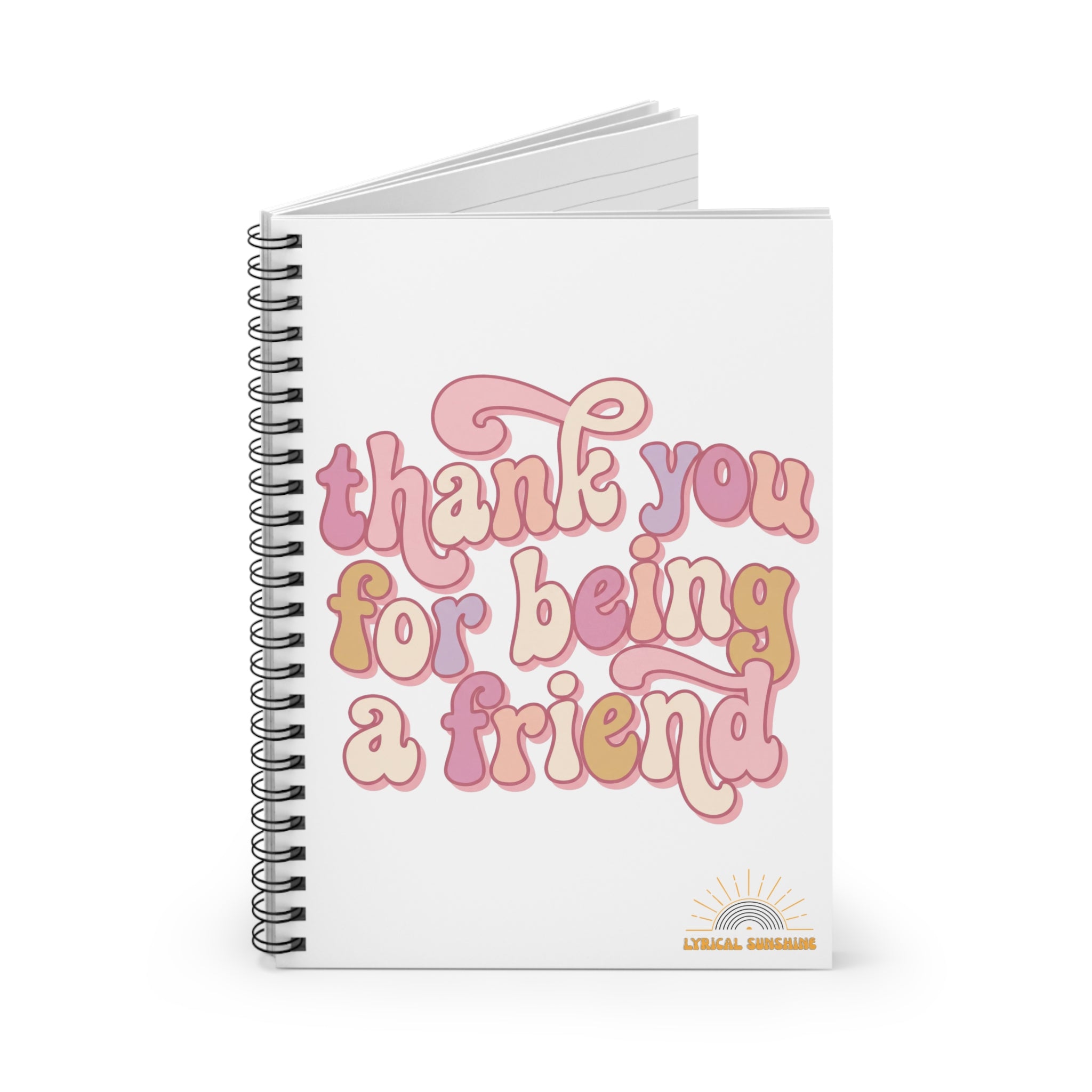 Friendship Thank You Spiral Notebook — 'Thank You For Being a Friend' Retro Design