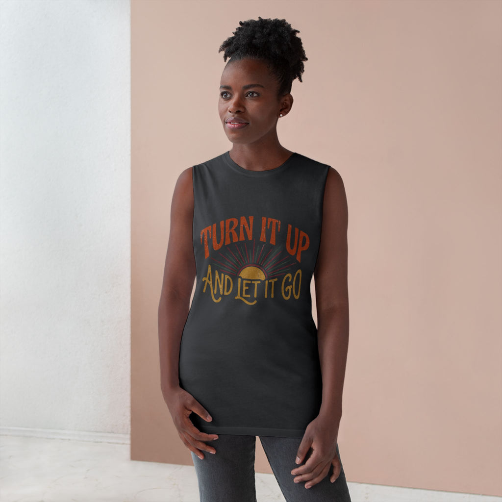 Turn It Up And Let It Go Tank Top – Retro Sunburst Music Vibe