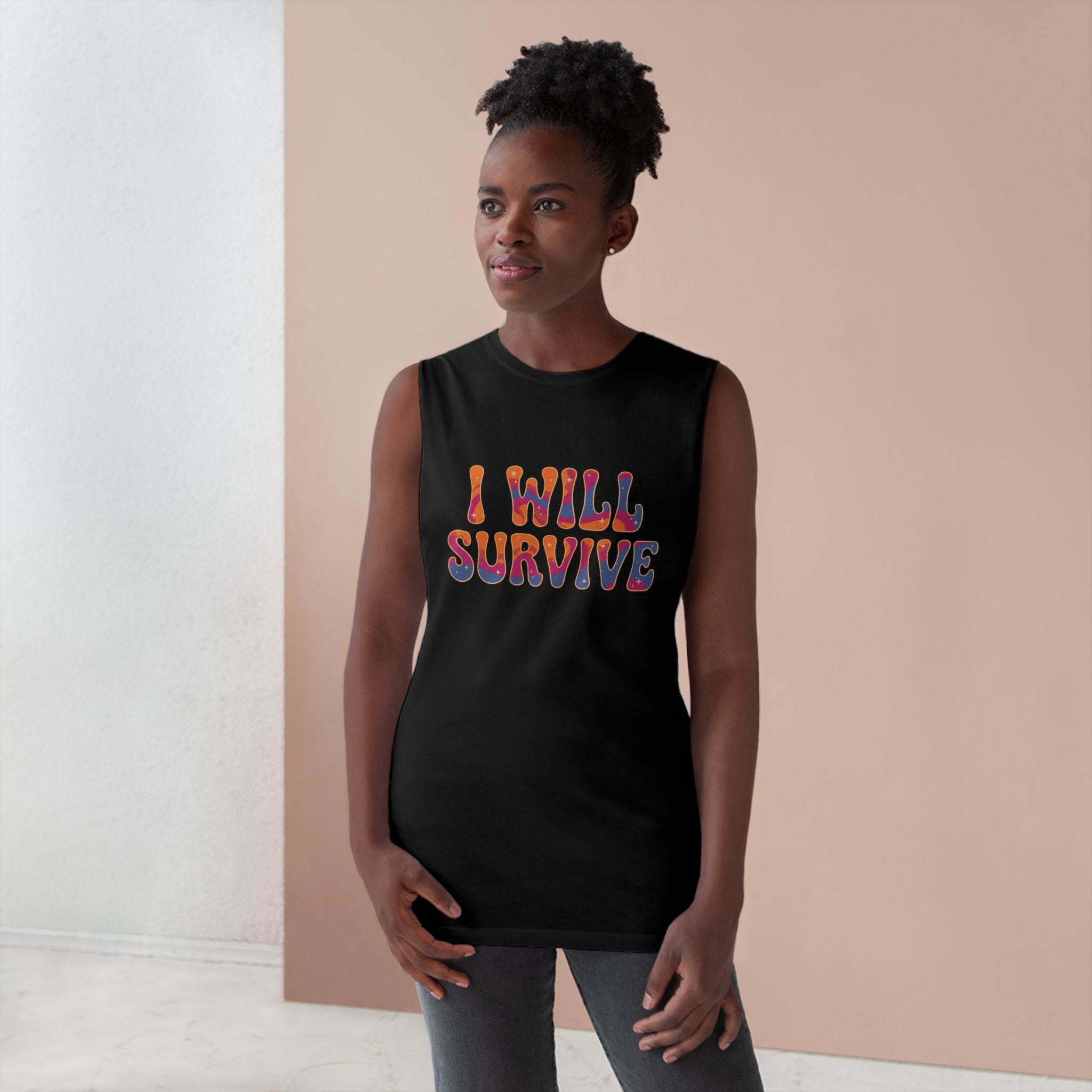 I Will Survive Graphic Tank — Retro Psychedelic Motivational Tank Top