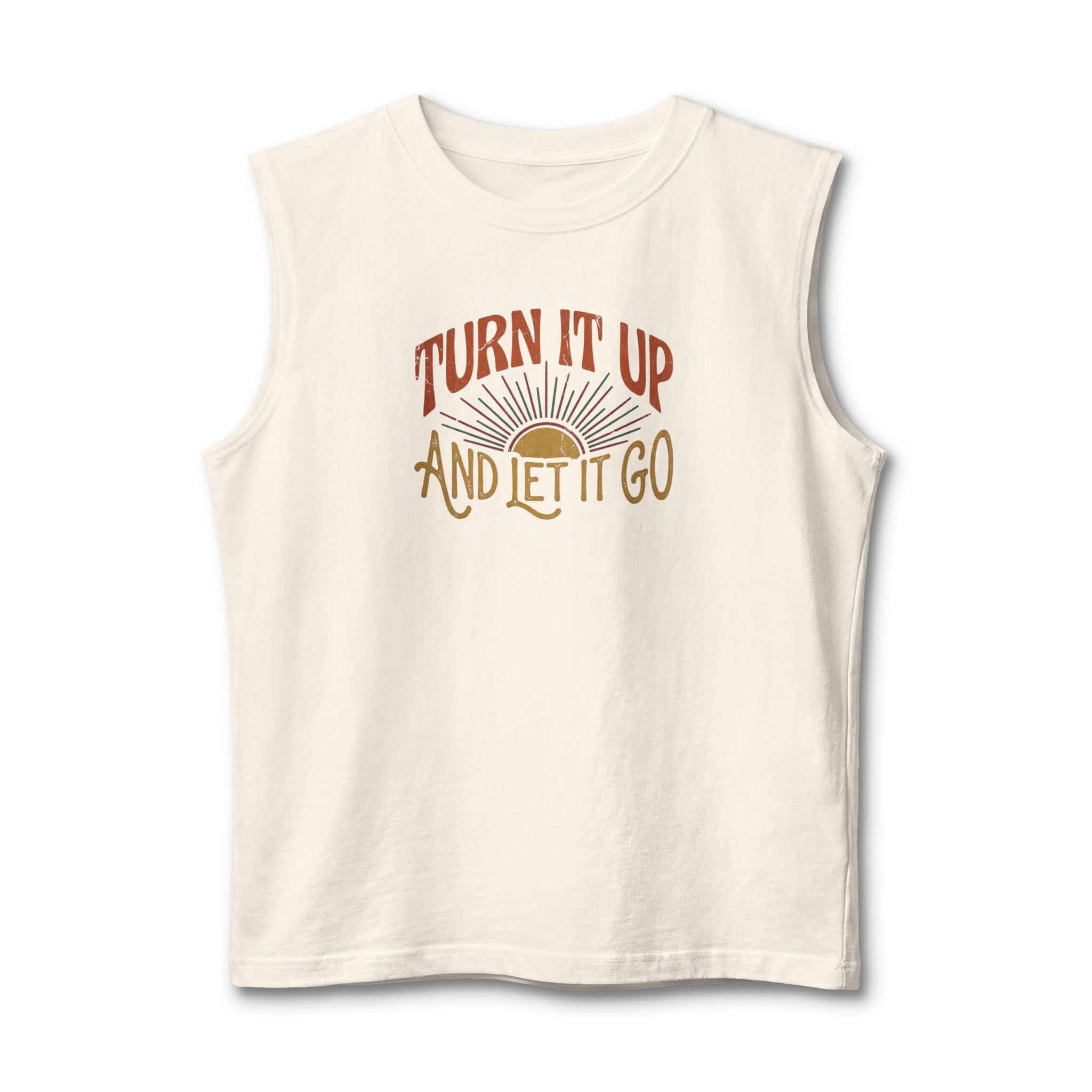 Turn It Up Muscle Tank — "Turn It Up and Let It Go" Retro Graphic Tank Top