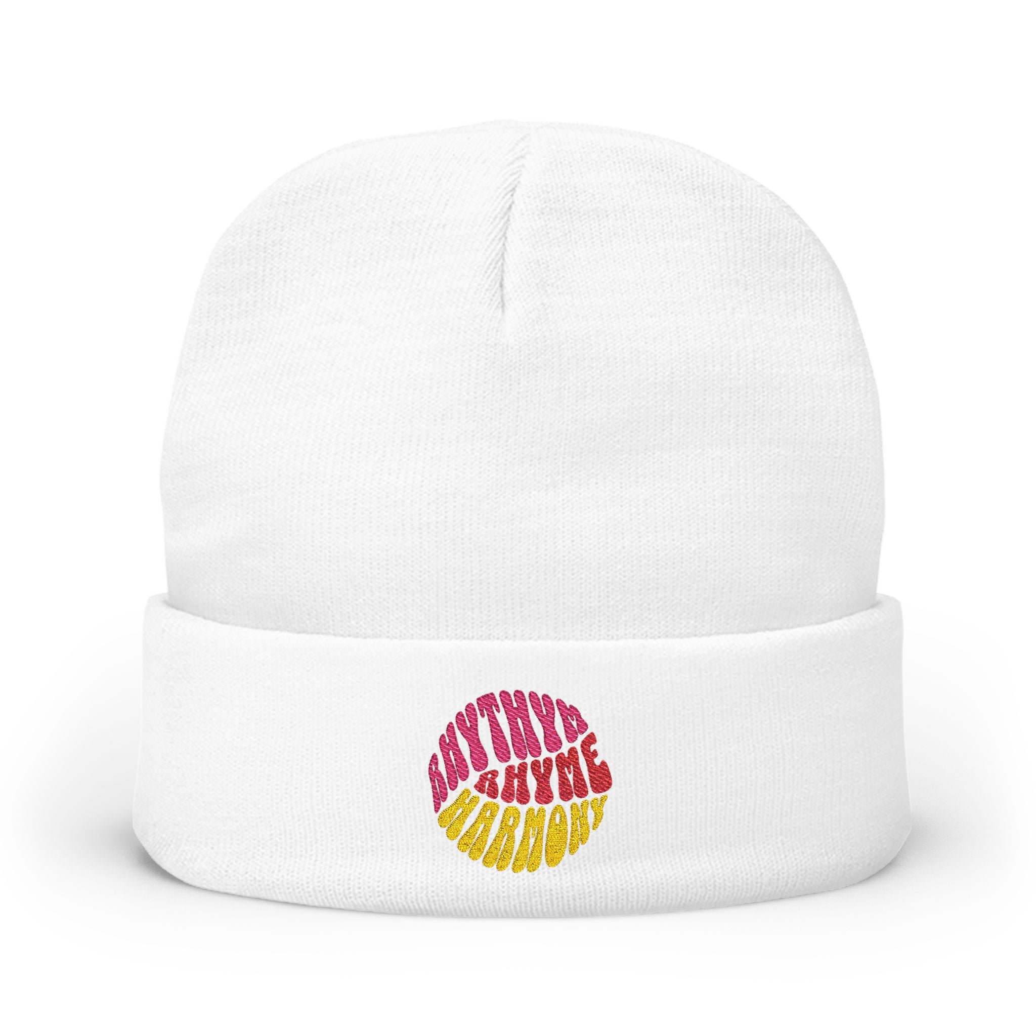 Rhythm, Rhyme and Harmony Embroidered Knit Beanie
