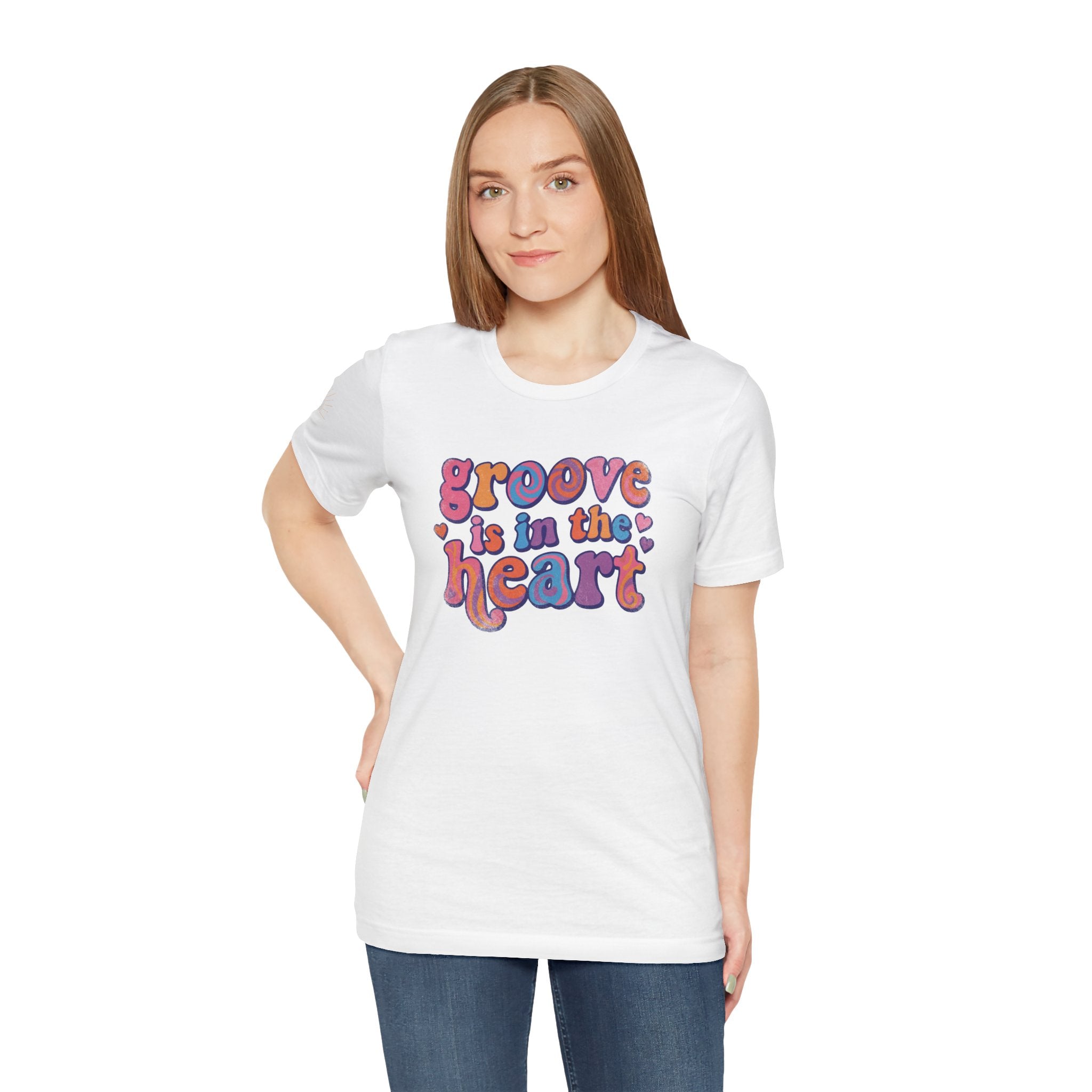 Groove Is in the Heart T‑Shirt — Retro 70s Psychedelic Heart Graphic Tee