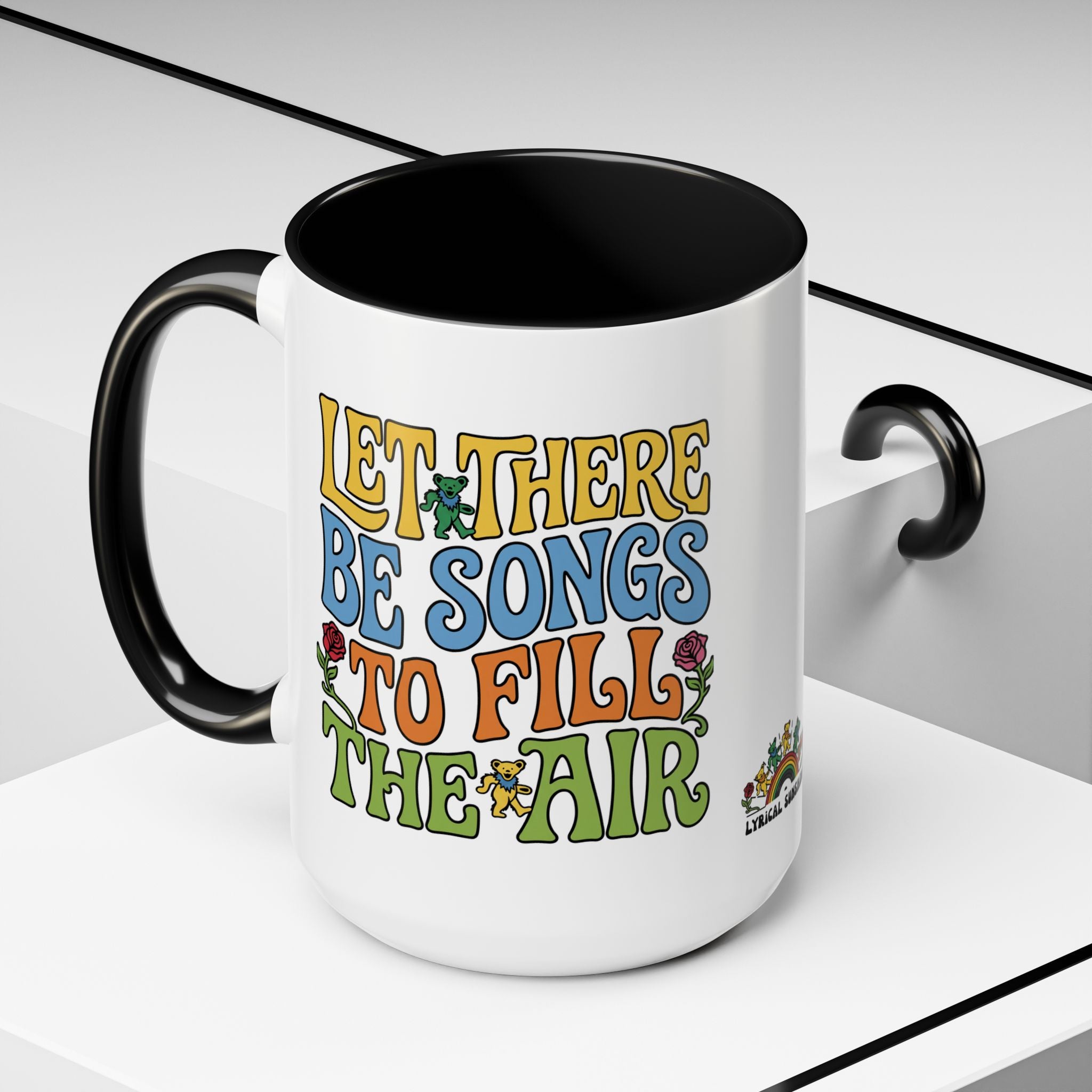 Coffee Mug — "Let There Be Songs to Fill the Air" Retro Floral Accent Mug