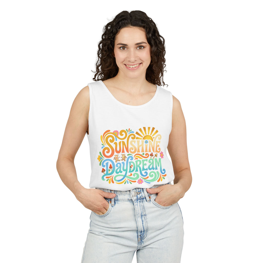 Sunshine Daydream Tank Top — Retro Floral Summer Graphic Tank