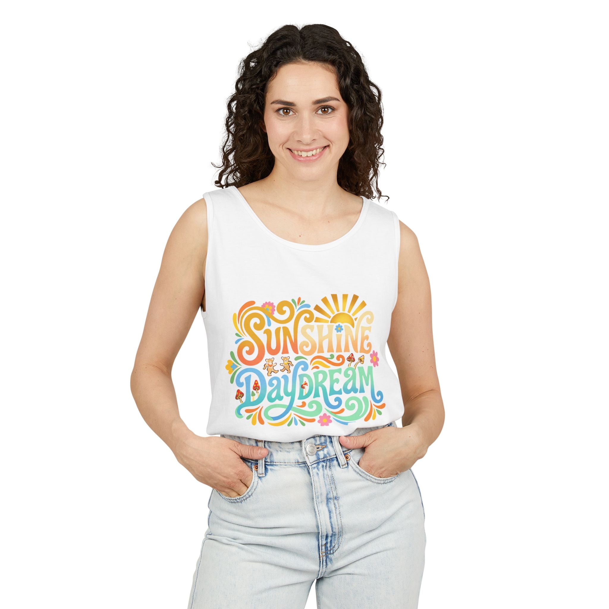 Sunshine Daydream Tank Top — Retro Floral Summer Graphic Tank