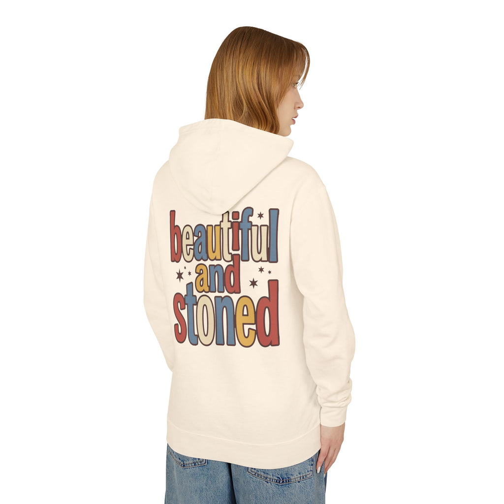 Beautiful and Stoned Hoodie — Retro Typography Lightweight Hooded Sweatshirt