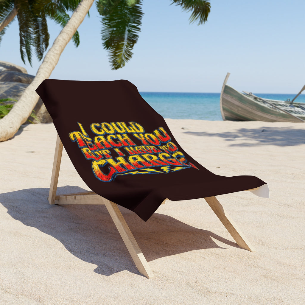 I Could Teach You More Beach Towel — Retro Lightning Graphic