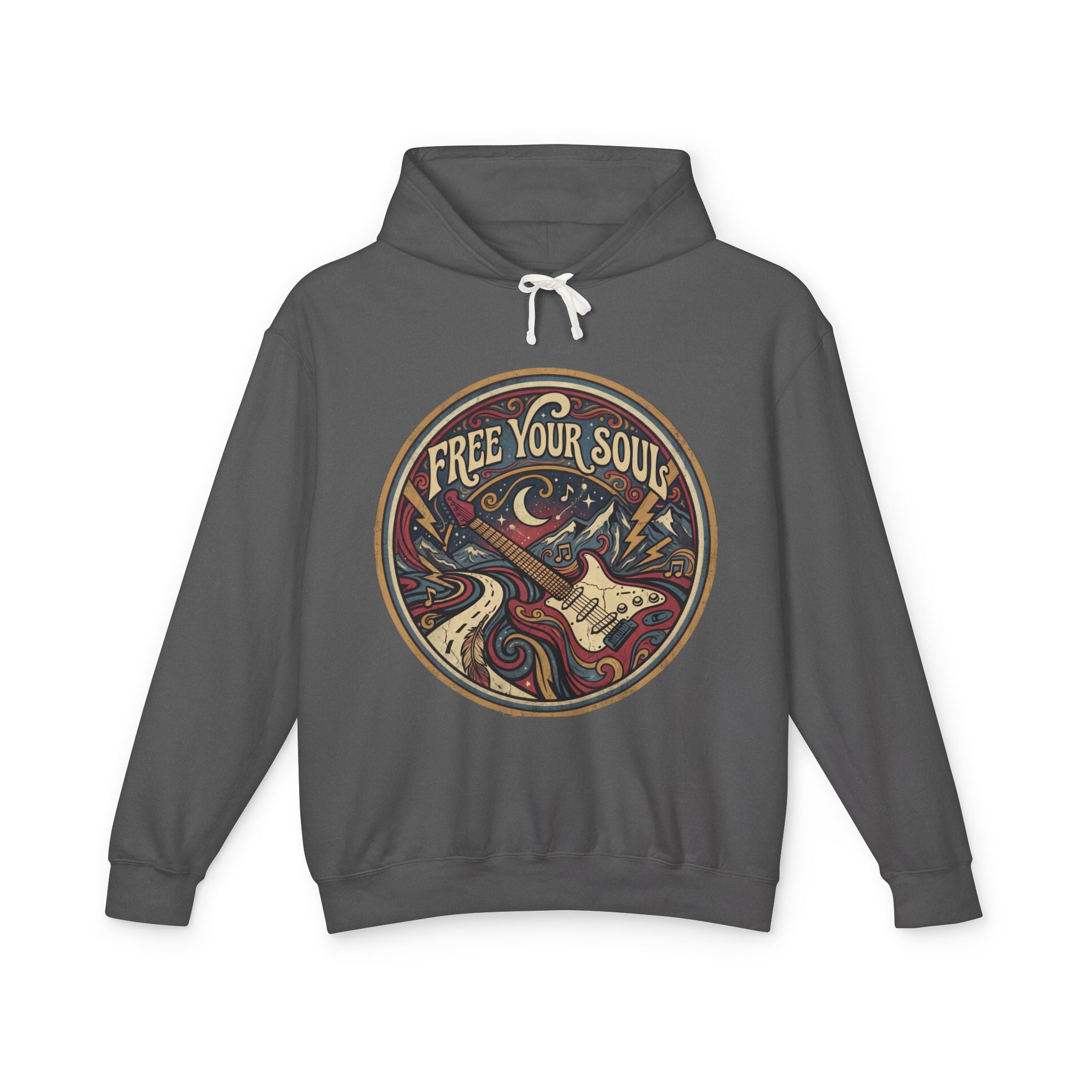 Free Your Soul Hoodie – Vintage Guitar Boho Music Graphic Sweatshirt