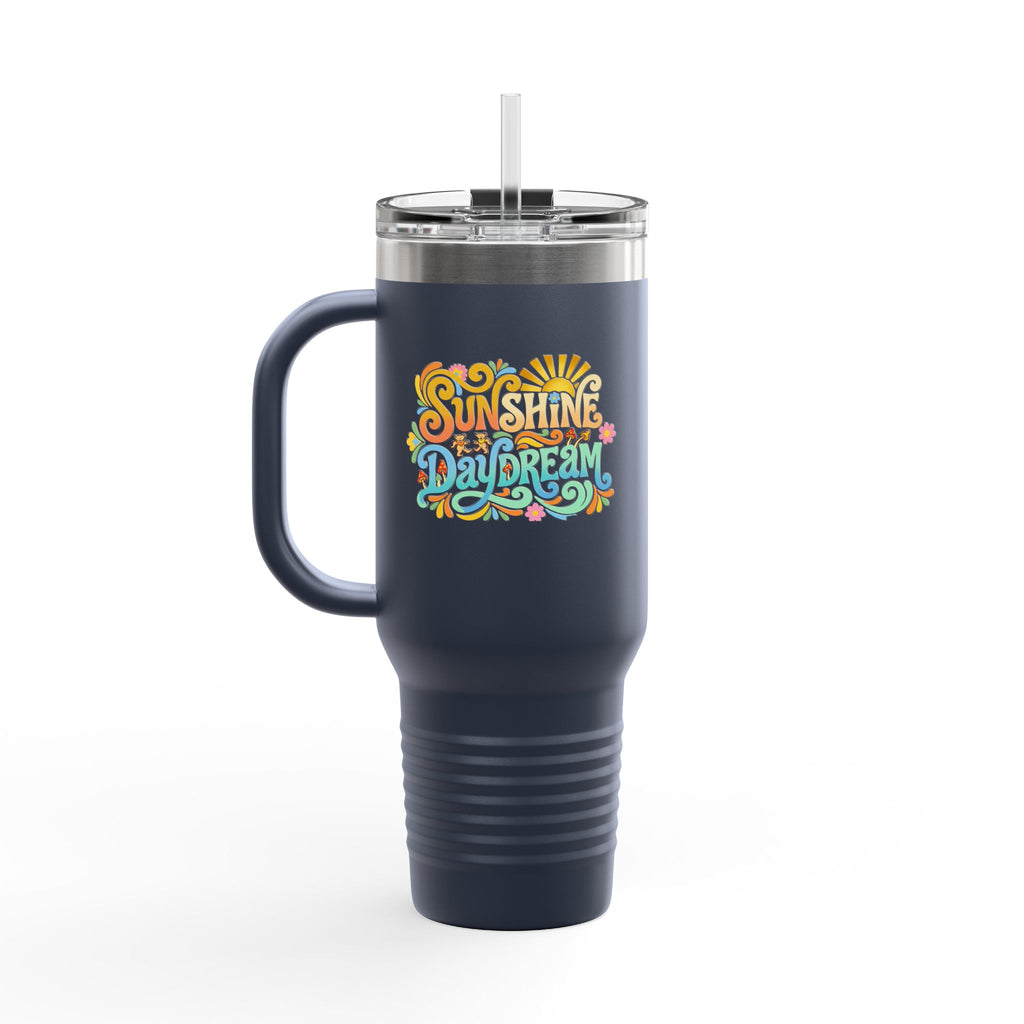 40oz Insulated Travel Mug — "Sunshine Daydream" Floral Stainless Tumbler