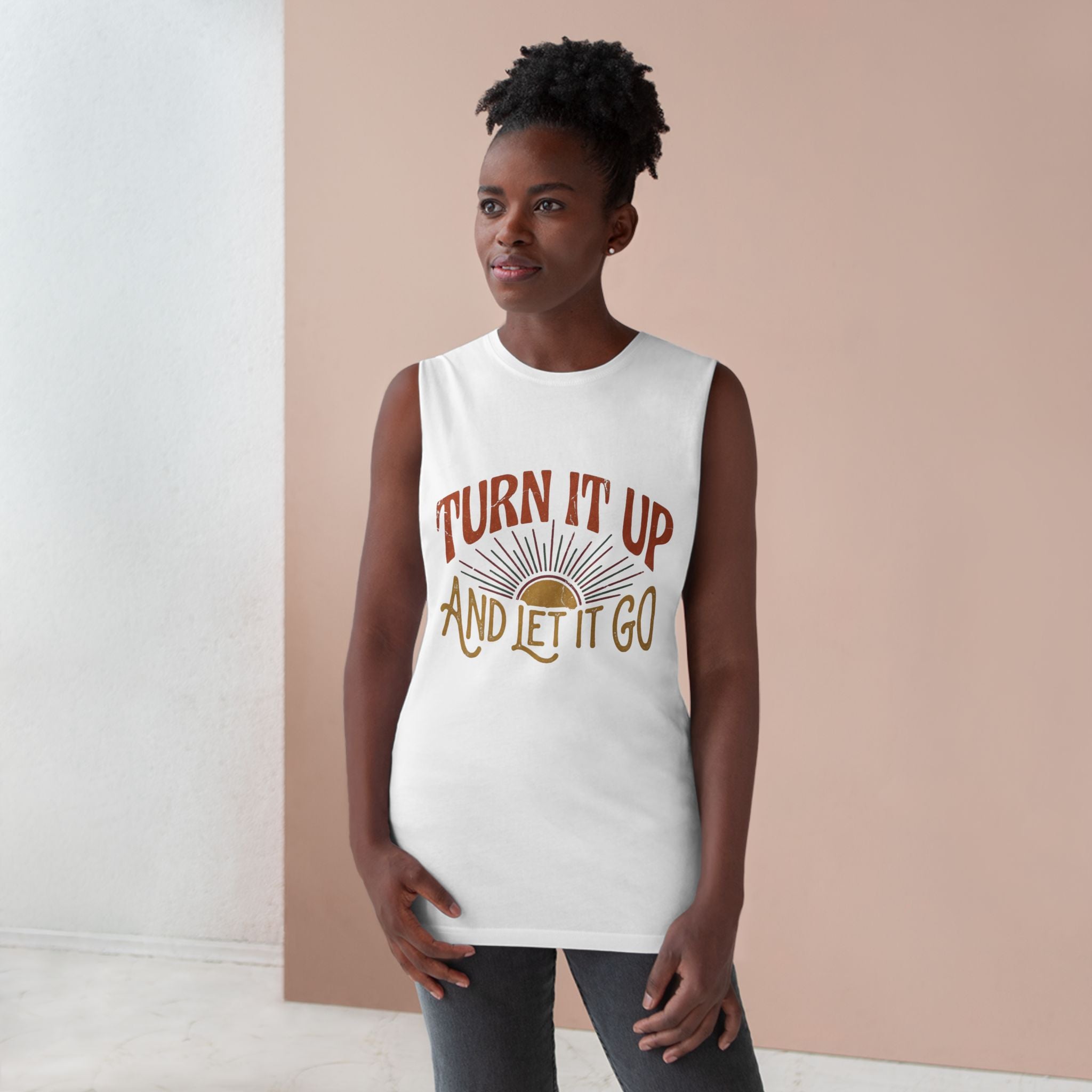Turn It Up And Let It Go Tank Top – Retro Sunburst Music Vibe