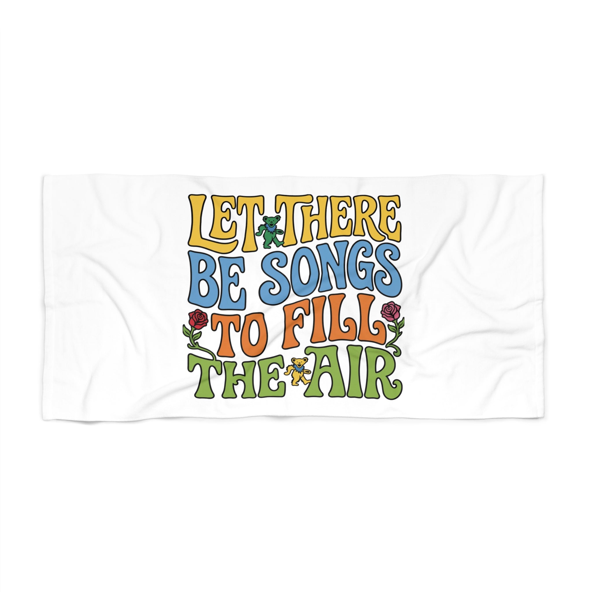 Beach Towel — "Let There Be Songs to Fill the Air" Retro Floral