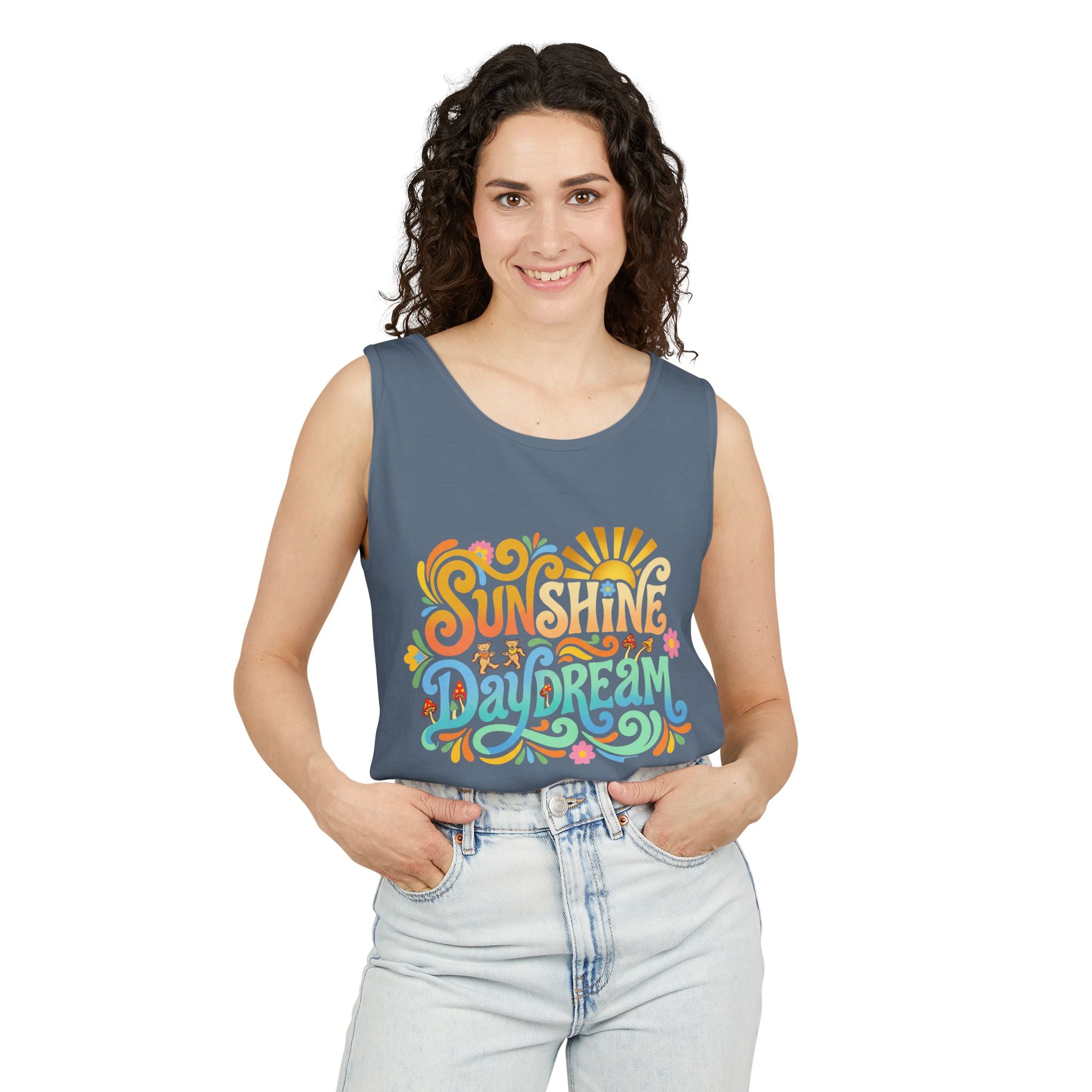 Sunshine Daydream Tank Top — Retro Floral Summer Graphic Tank