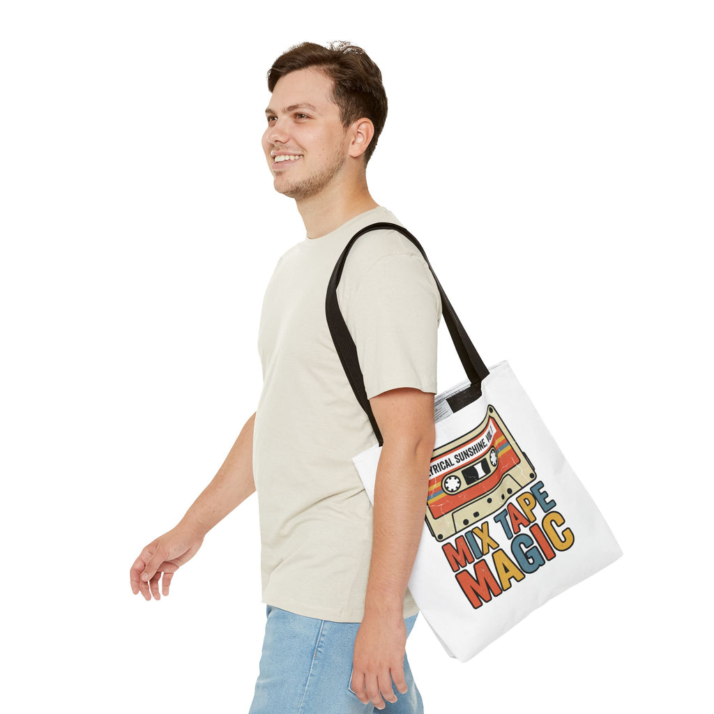 Retro 'Mix Tape Magic' Tote Bag — Vintage Cassette Music Lover Gift
