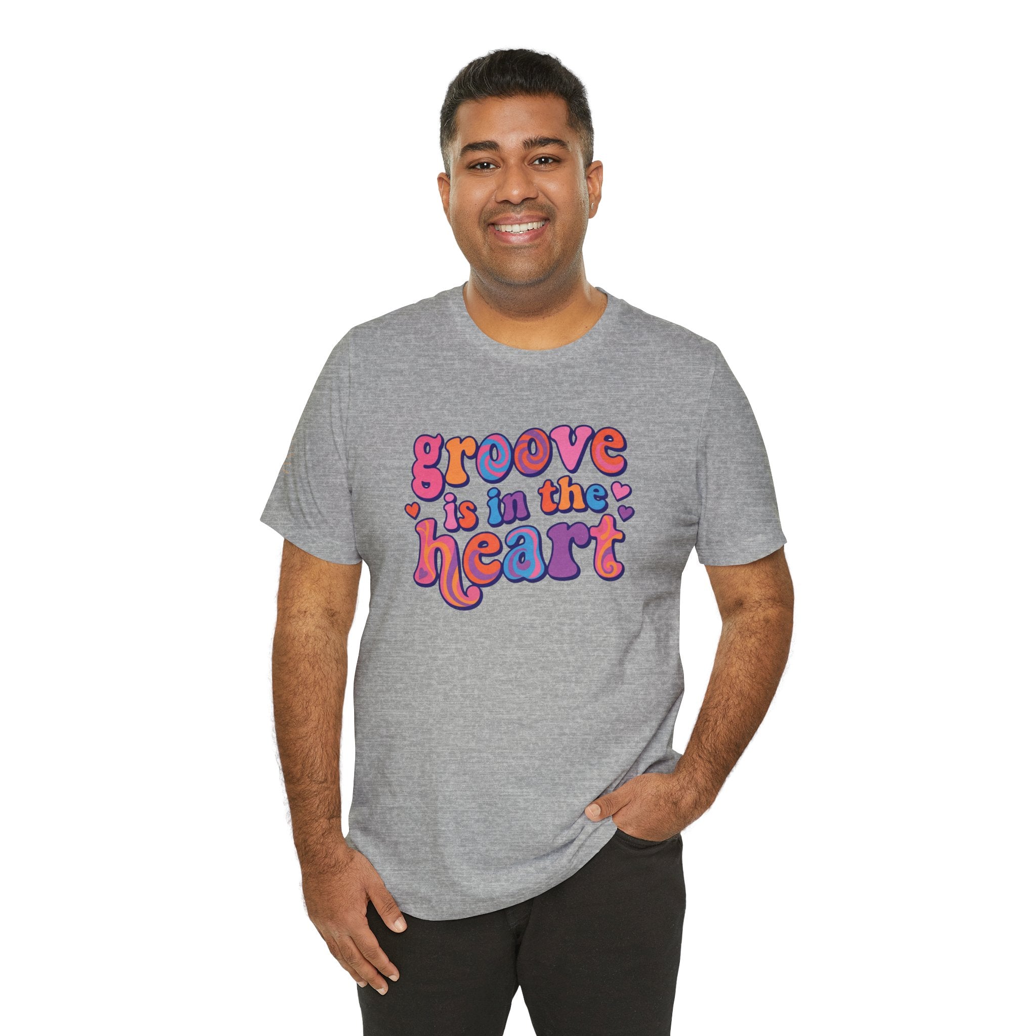 Groove Is in the Heart T‑Shirt — Retro 70s Psychedelic Heart Graphic Tee