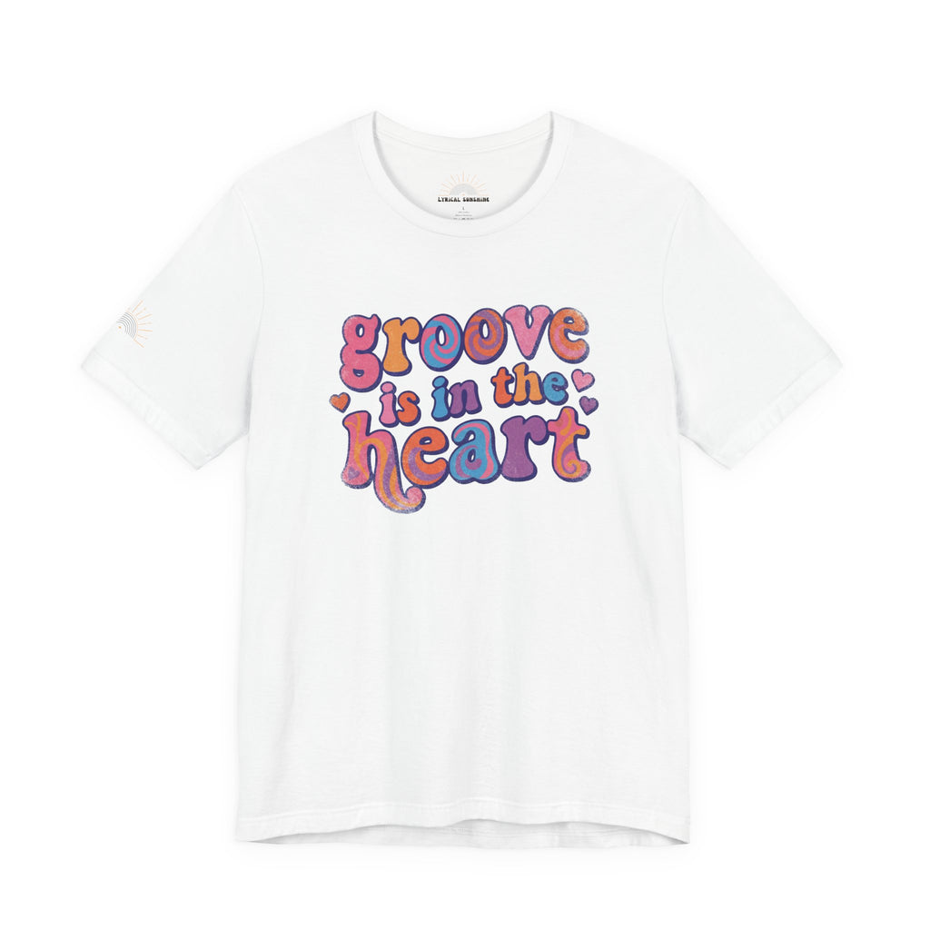 Groove Is in the Heart T‑Shirt — Retro 70s Psychedelic Heart Graphic Tee