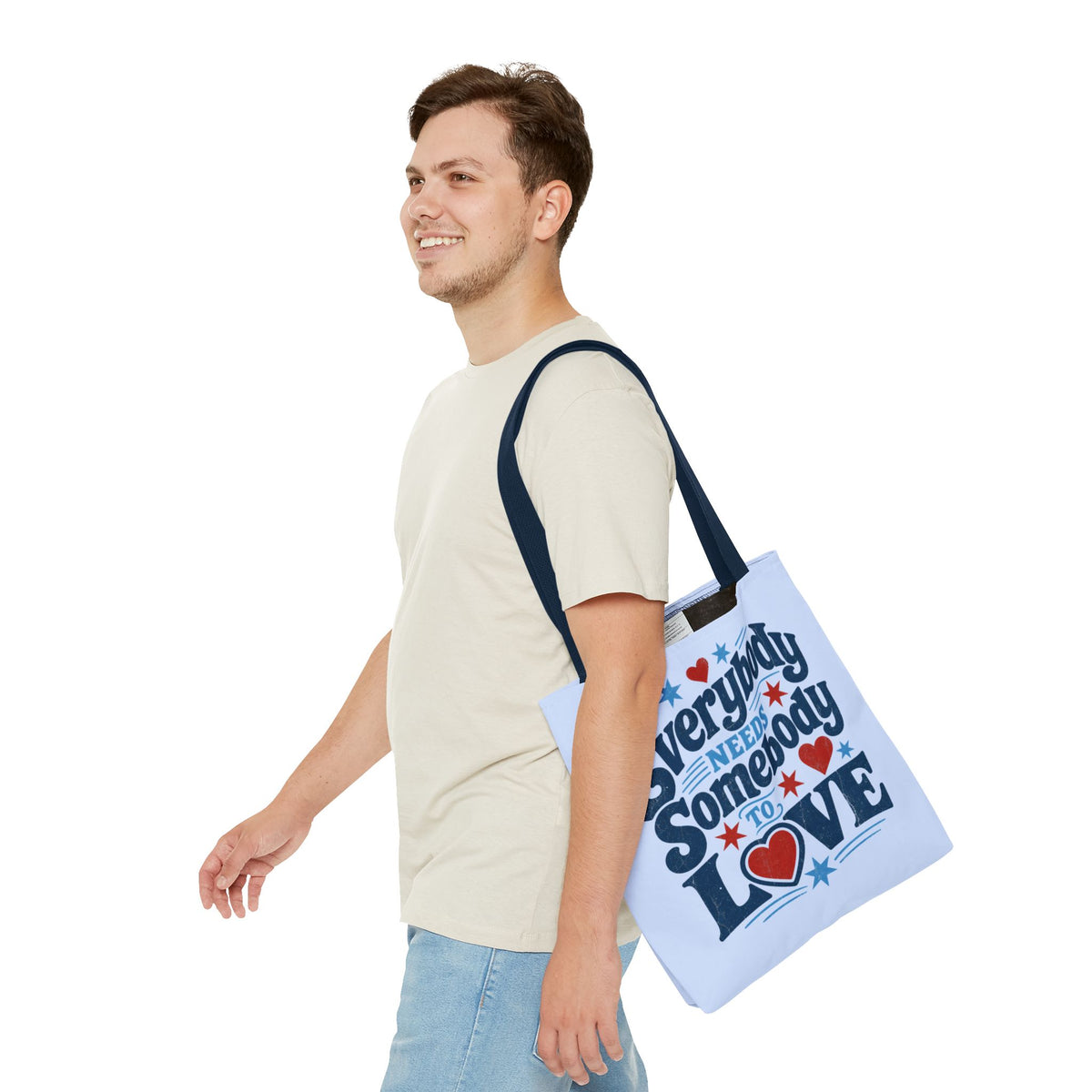 Everybody Needs Somebody to Love Tote Bag - Retro Heart Love Quote Canvas Tote
