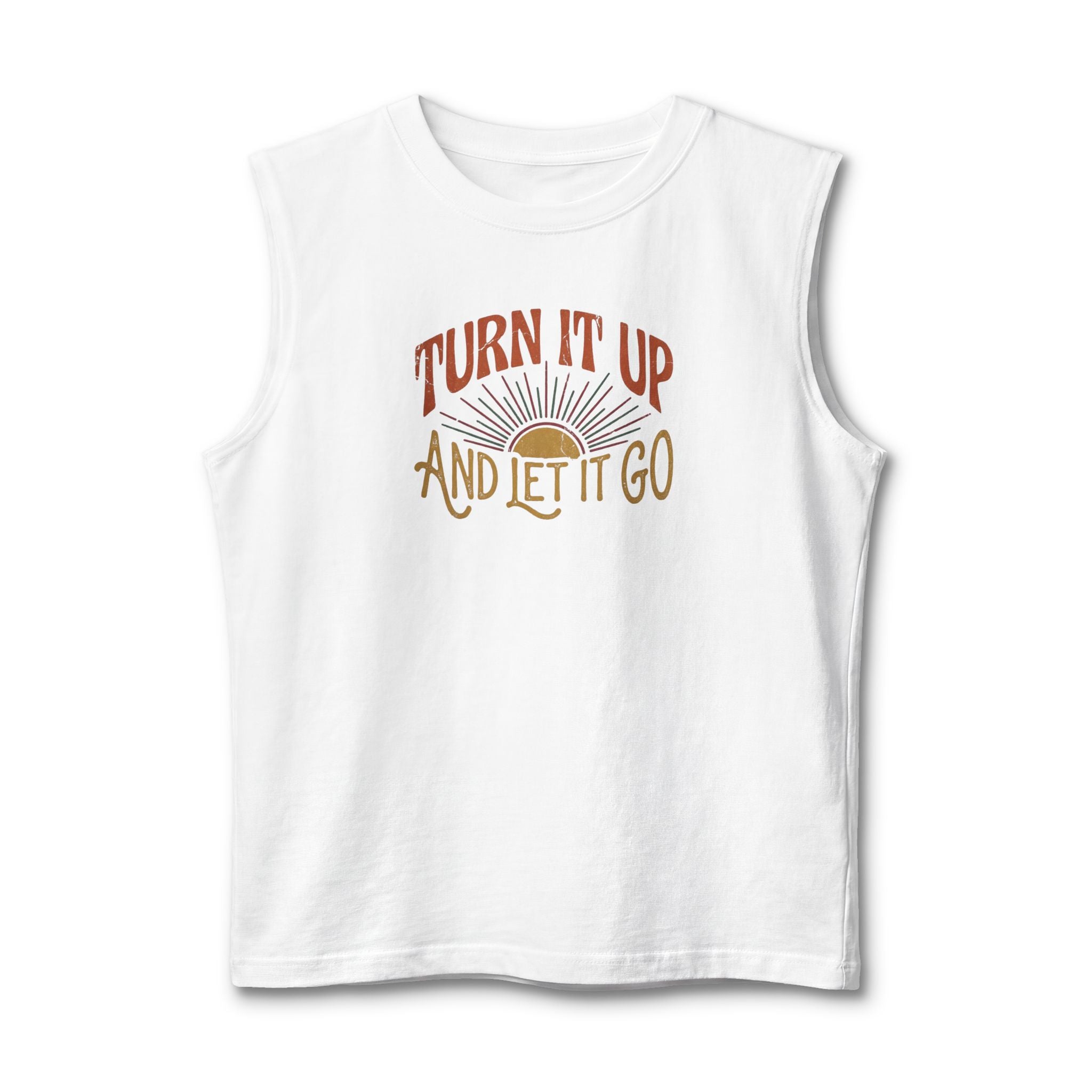 Turn It Up Muscle Tank — "Turn It Up and Let It Go" Retro Graphic Tank Top