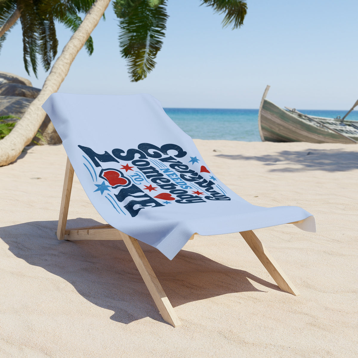 Everybody Needs Somebody to Love Beach Towel – Retro Heart Typography