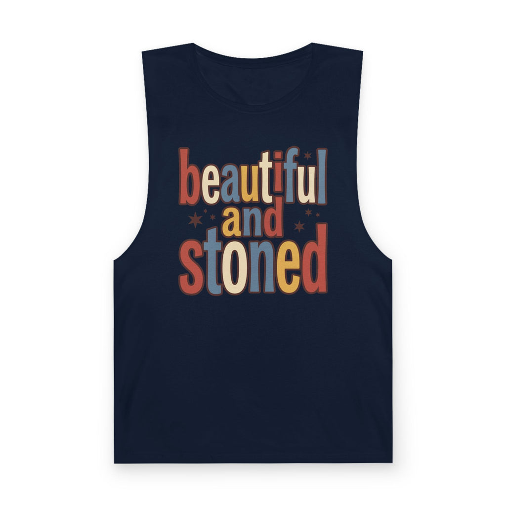 Beautiful and Stoned Tank Top — Retro Graphic Muscle Tank