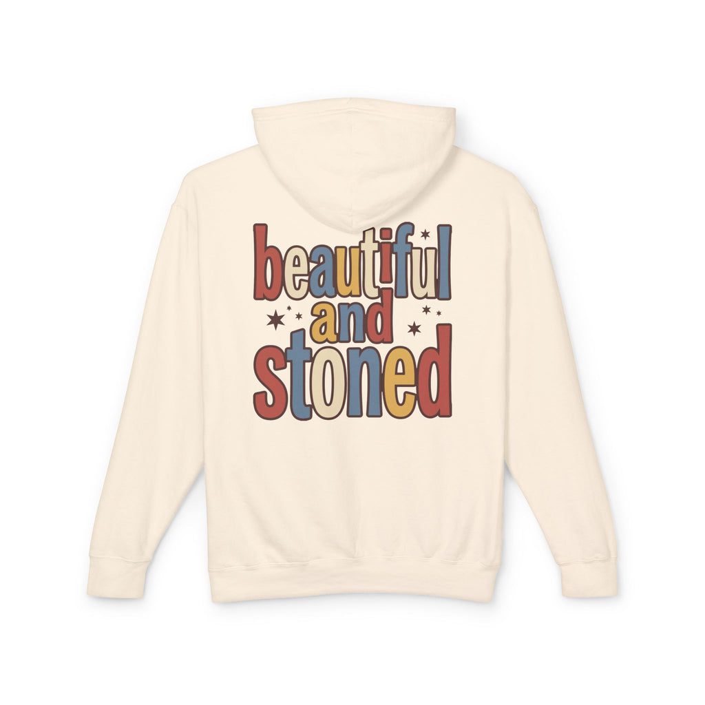 Beautiful and Stoned Hoodie — Retro Typography Lightweight Hooded Sweatshirt